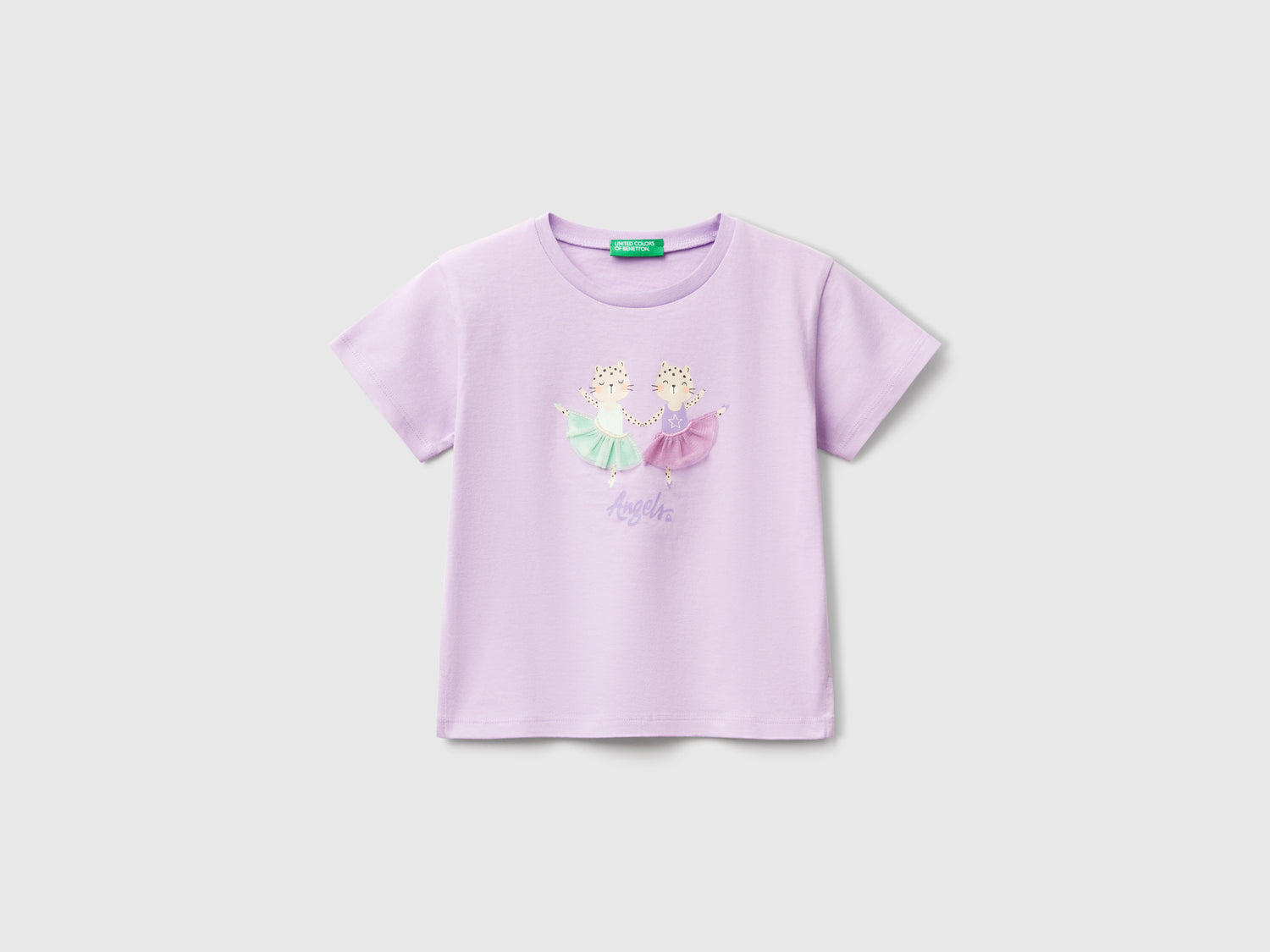 T-shirt con stampa e applicazione da bimba lilla | Benetton Outlet