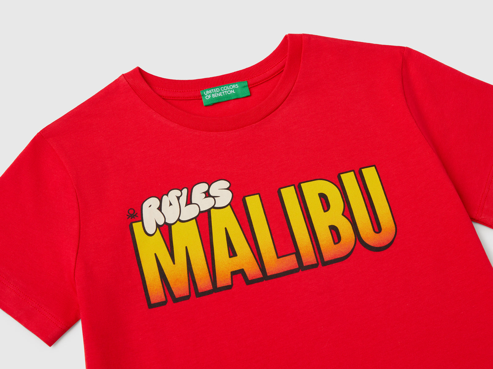 Maglietta in cotone con stampa da bimbo rosso 3 | Benetton Outlet