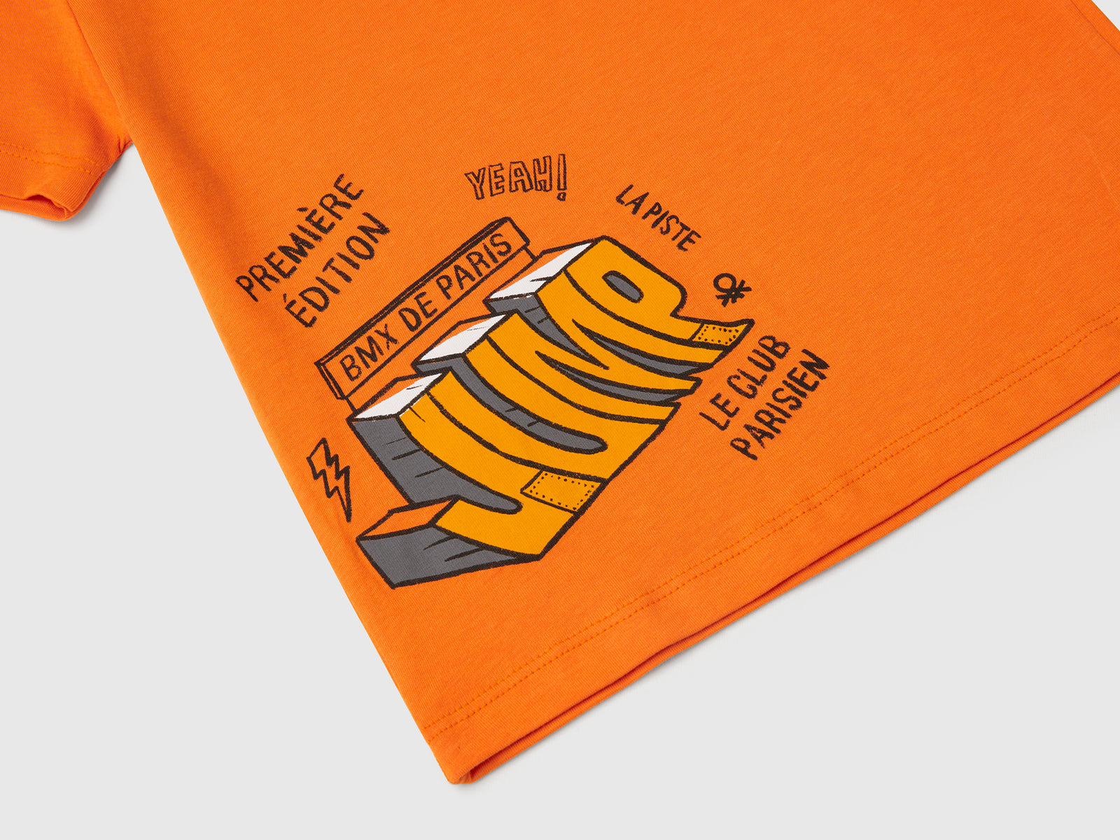 Maglietta in cotone con stampa da bimbo arancione 3 | Benetton Outlet