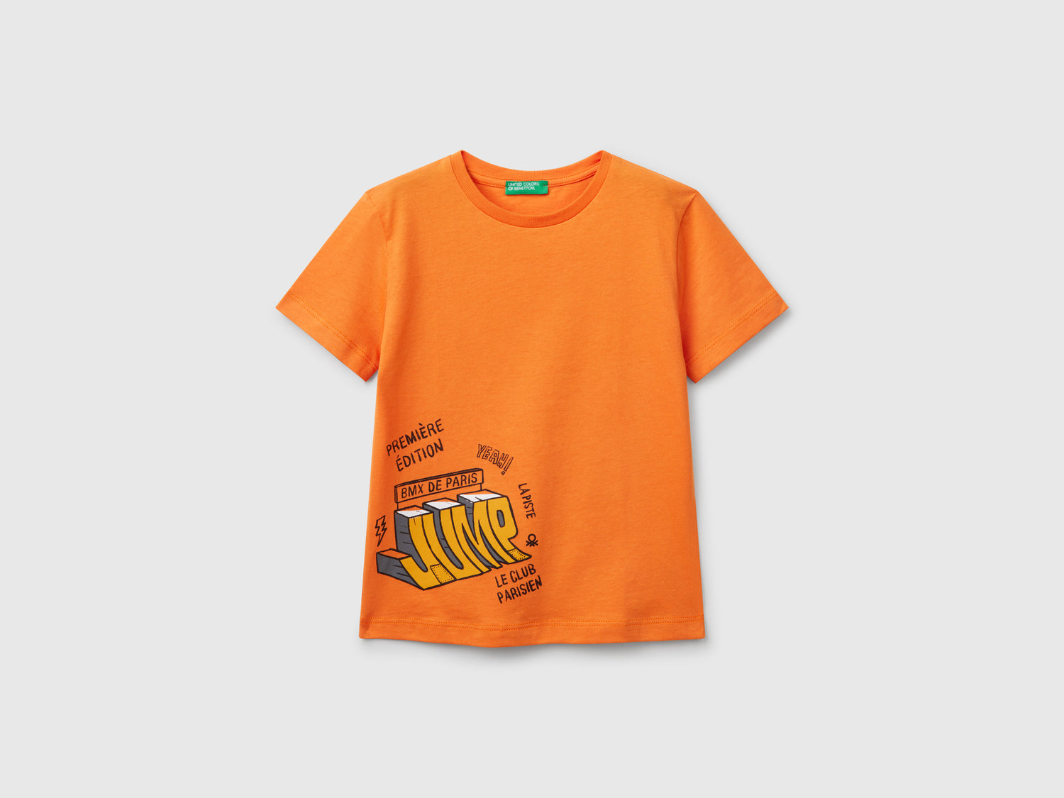 Maglietta in cotone con stampa da bimbo arancione | Benetton Outlet