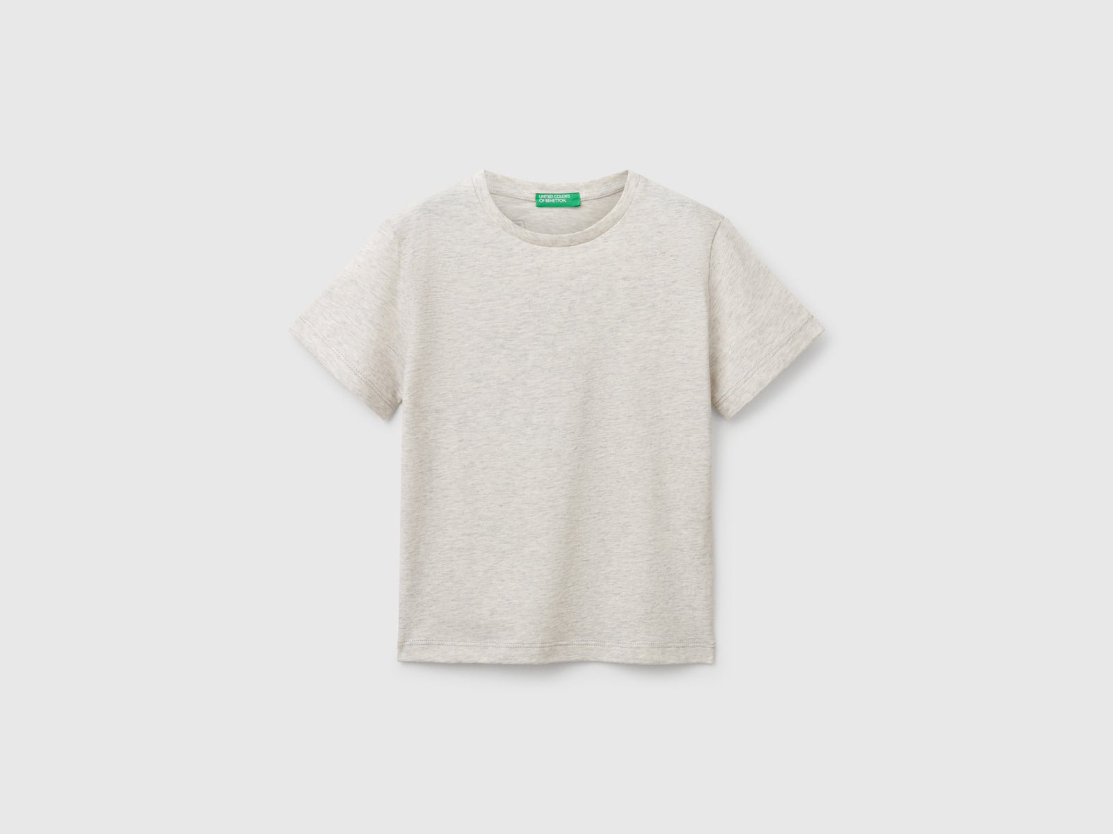 Maglietta in cotone con stampa da bimbo grigio chiaro | Benetton Outlet