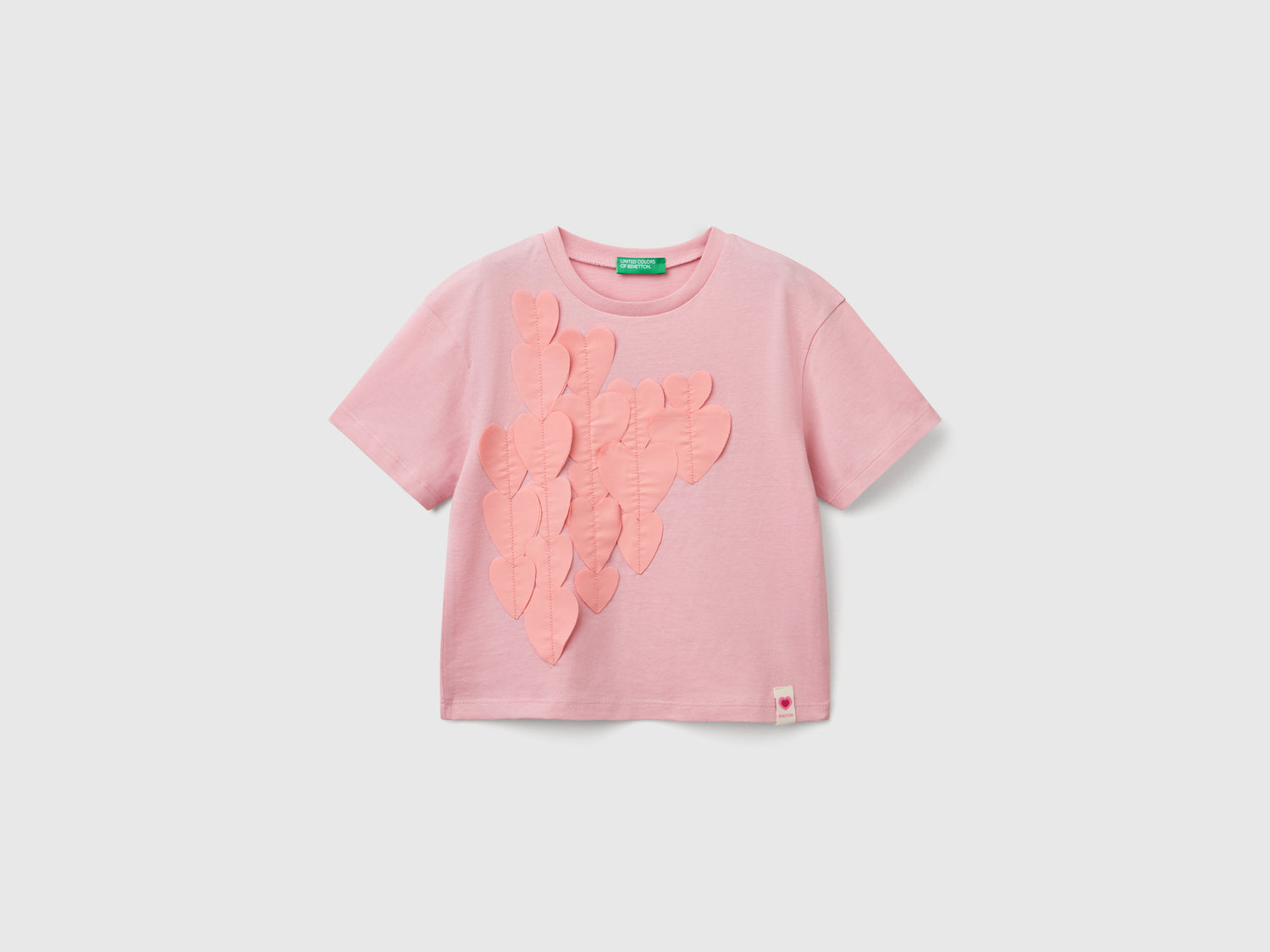 T-shirt con applicazioni da bimba rosa | Benetton Outlet