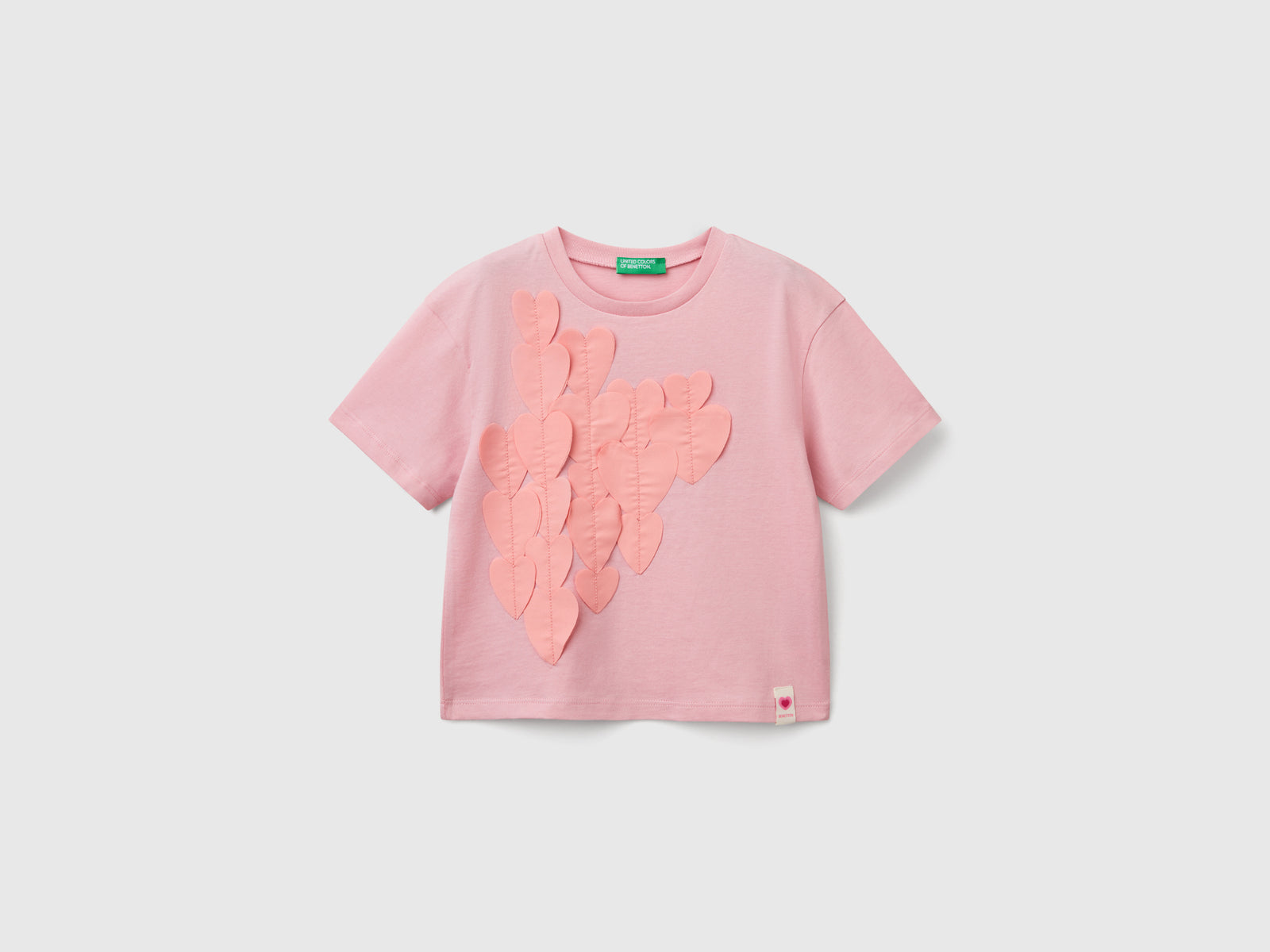 T-shirt con applicazioni da bimba rosa | Benetton Outlet