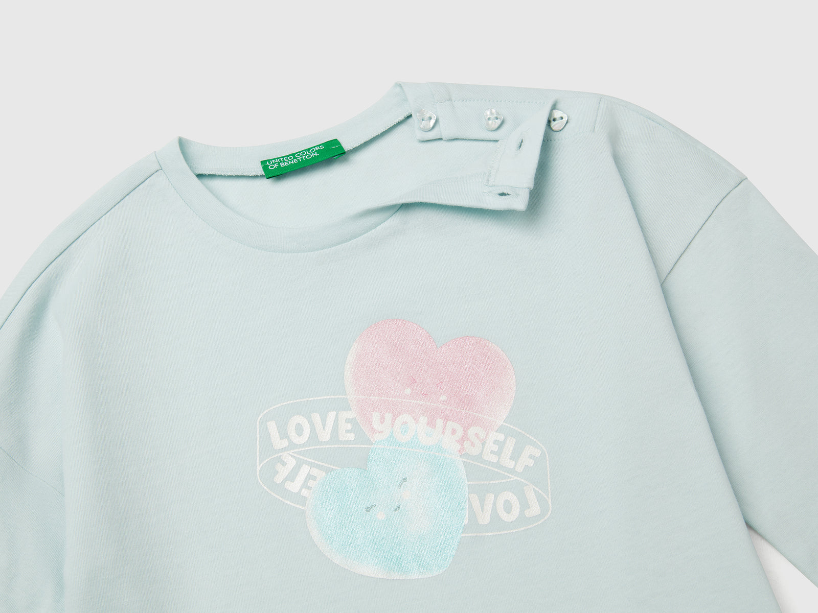 Maglietta con stampa effetto perlato da bimba verde acqua 3 | Benetton Outlet