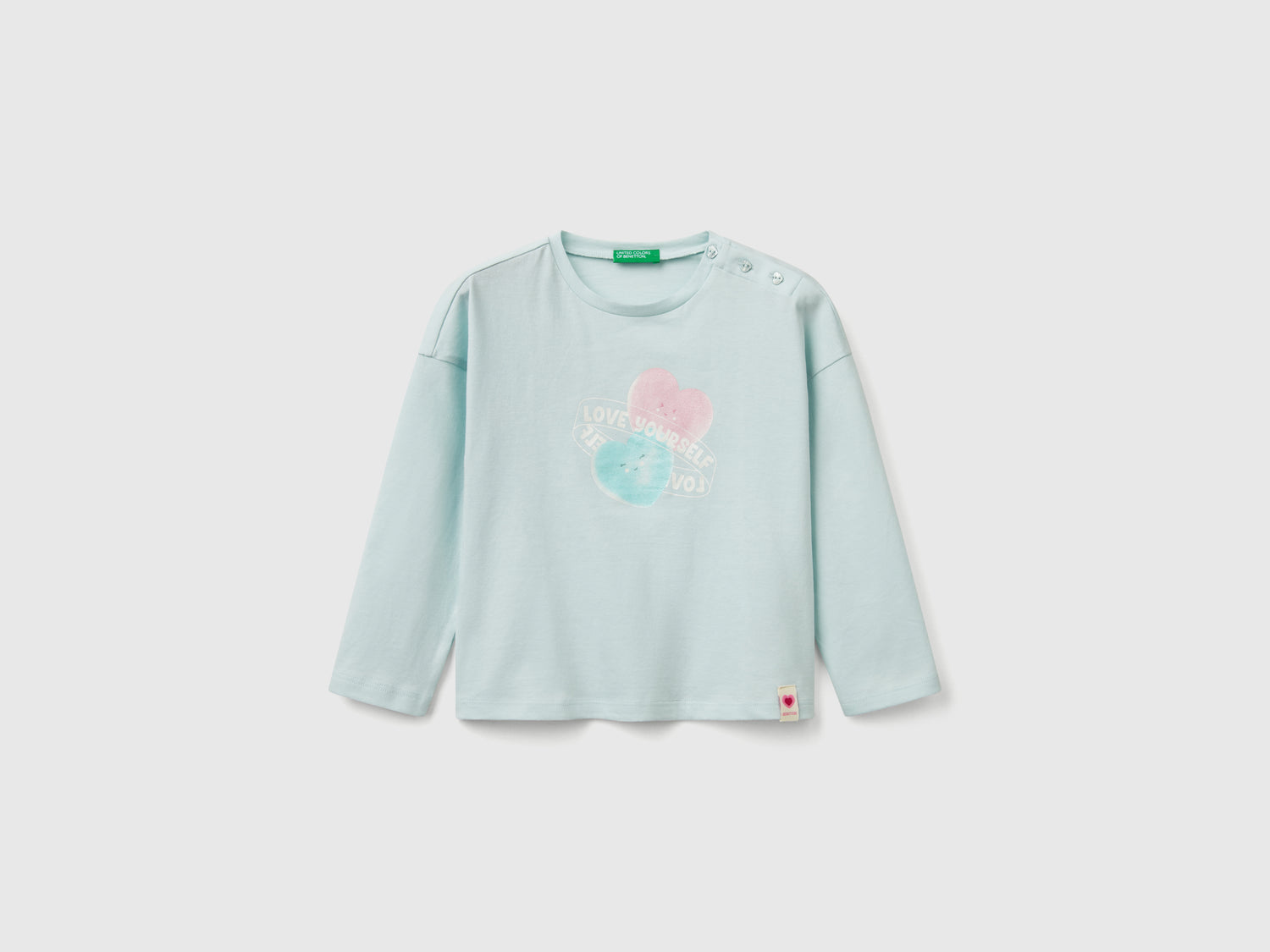 Maglietta con stampa effetto perlato da bimba verde acqua | Benetton Outlet