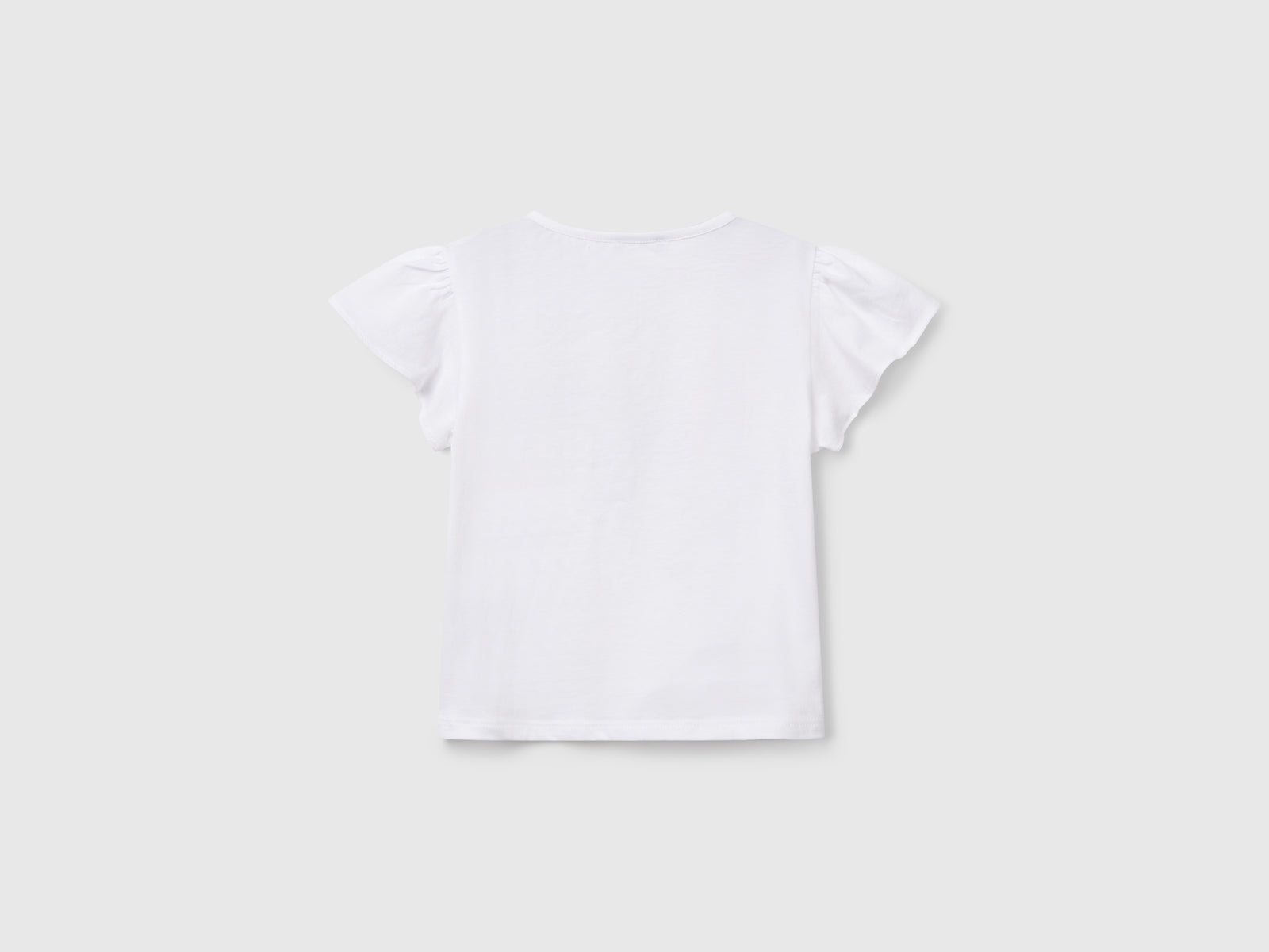T-shirt con stampa e ricamo da bimba bianco 2 | Benetton Outlet