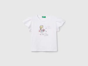 T-shirt con stampa e ricamo