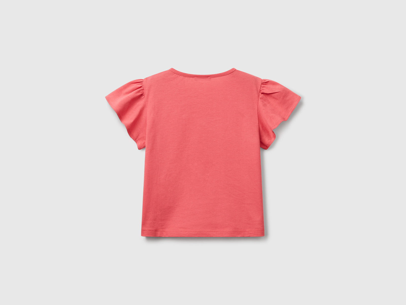 T-shirt con stampa e ricamo da bimba salmone 2 | Benetton Outlet