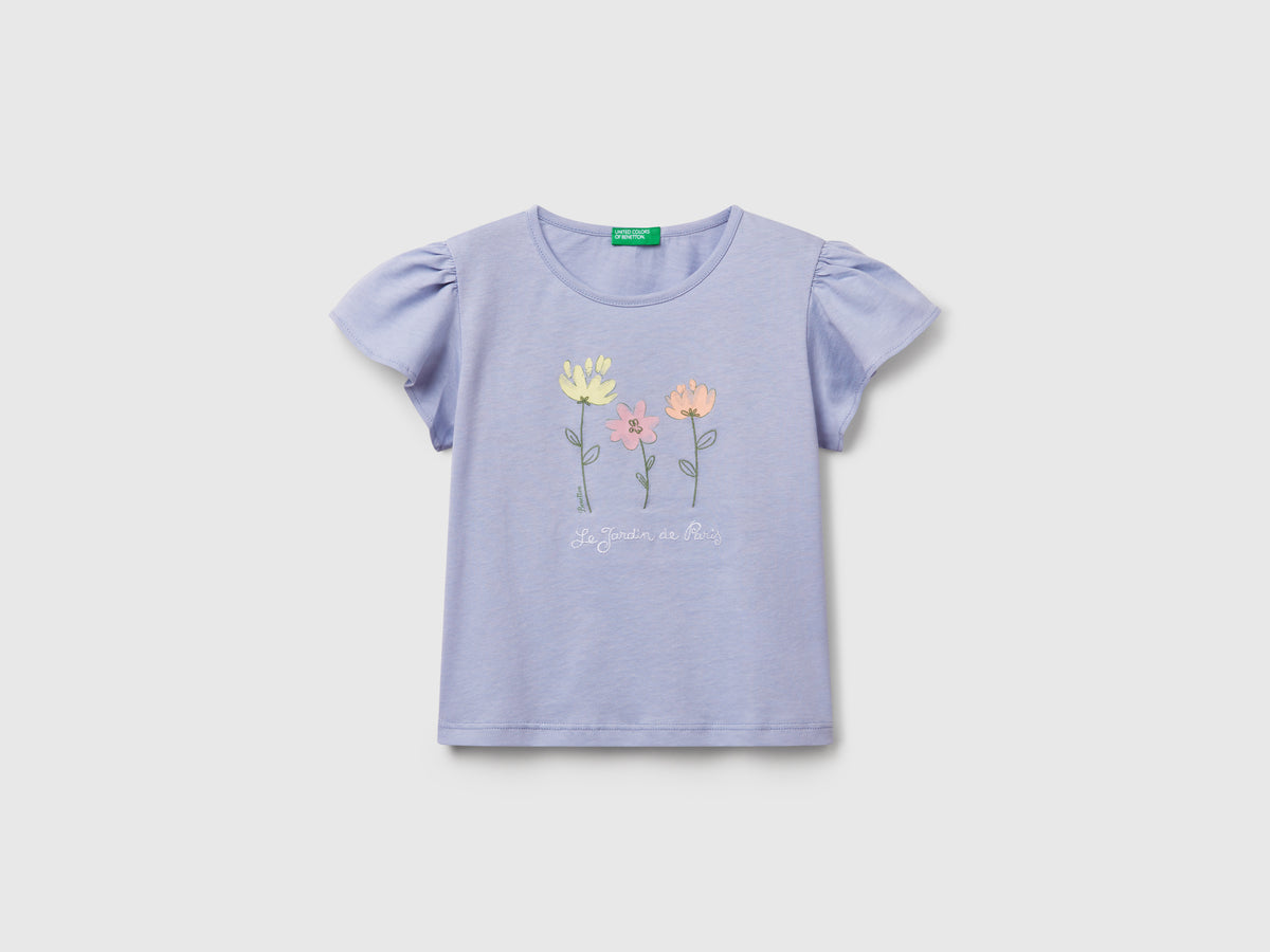 T-shirt con stampa e ricamo