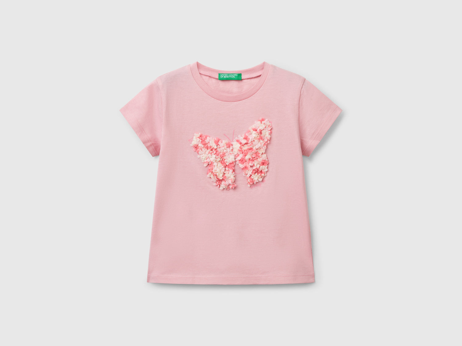T-shirt con applicazione effetto petali da bimba rosa | Benetton Outlet