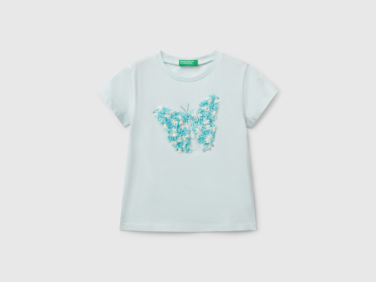 T-shirt con applicazione effetto petali