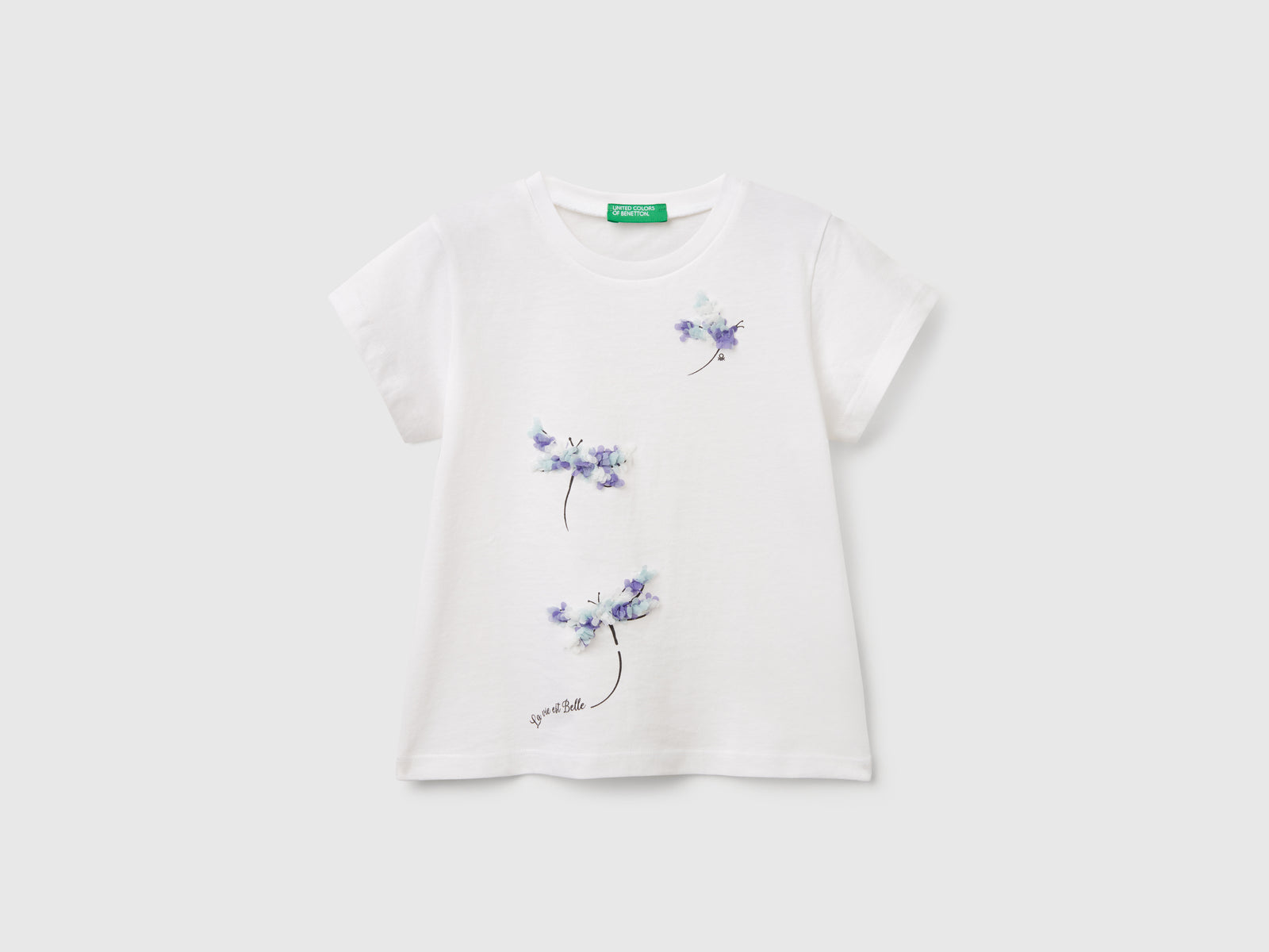 T-shirt con applicazione effetto petali da bimba bianco | Benetton Outlet