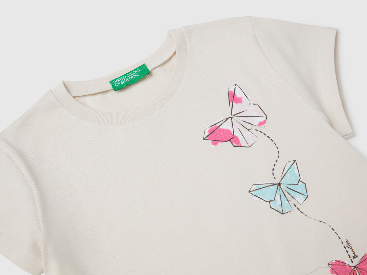T-shirt in cotone con glitter