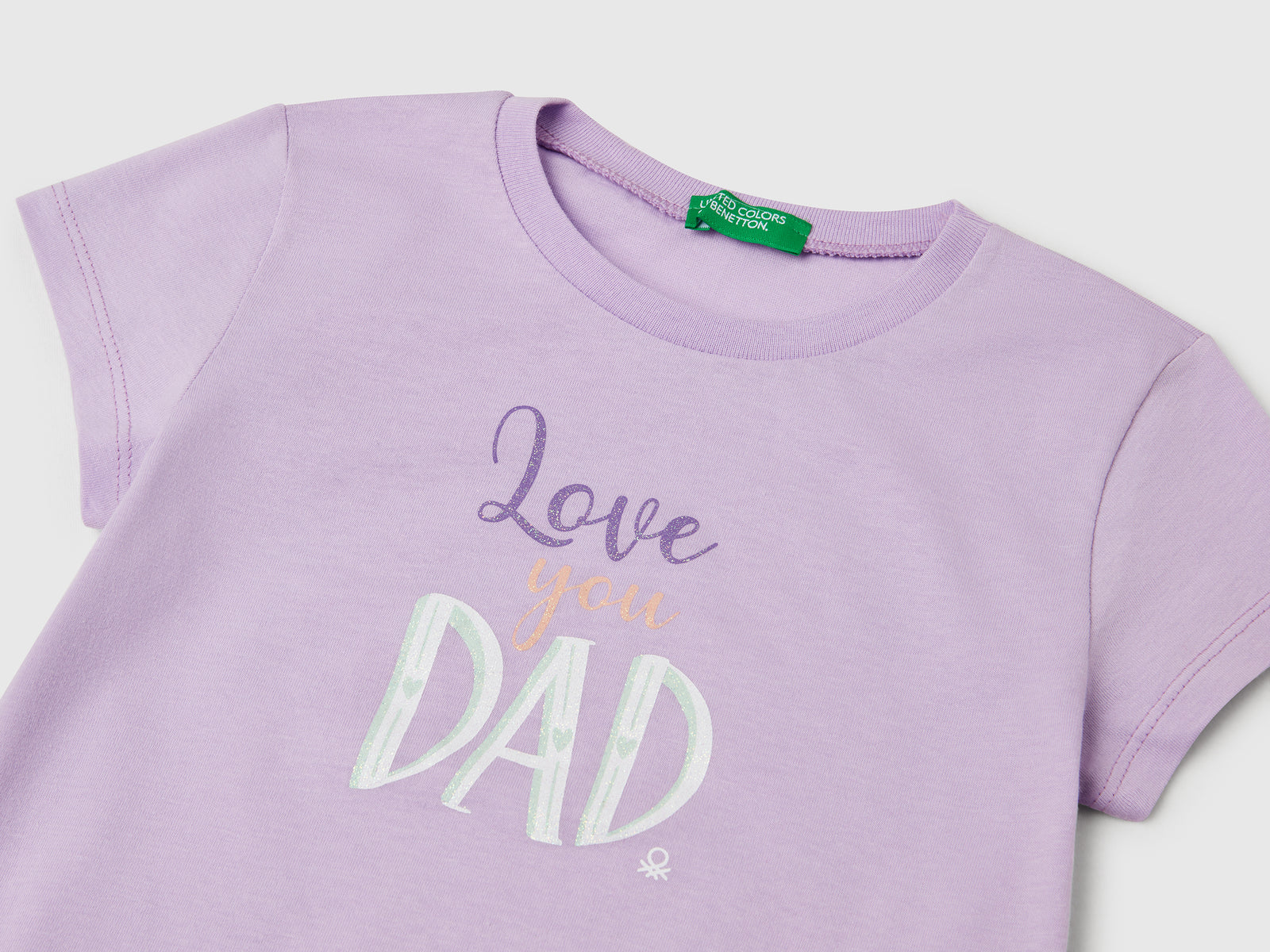 T-shirt in cotone con glitter da bimba lilla 3 | Benetton Outlet
