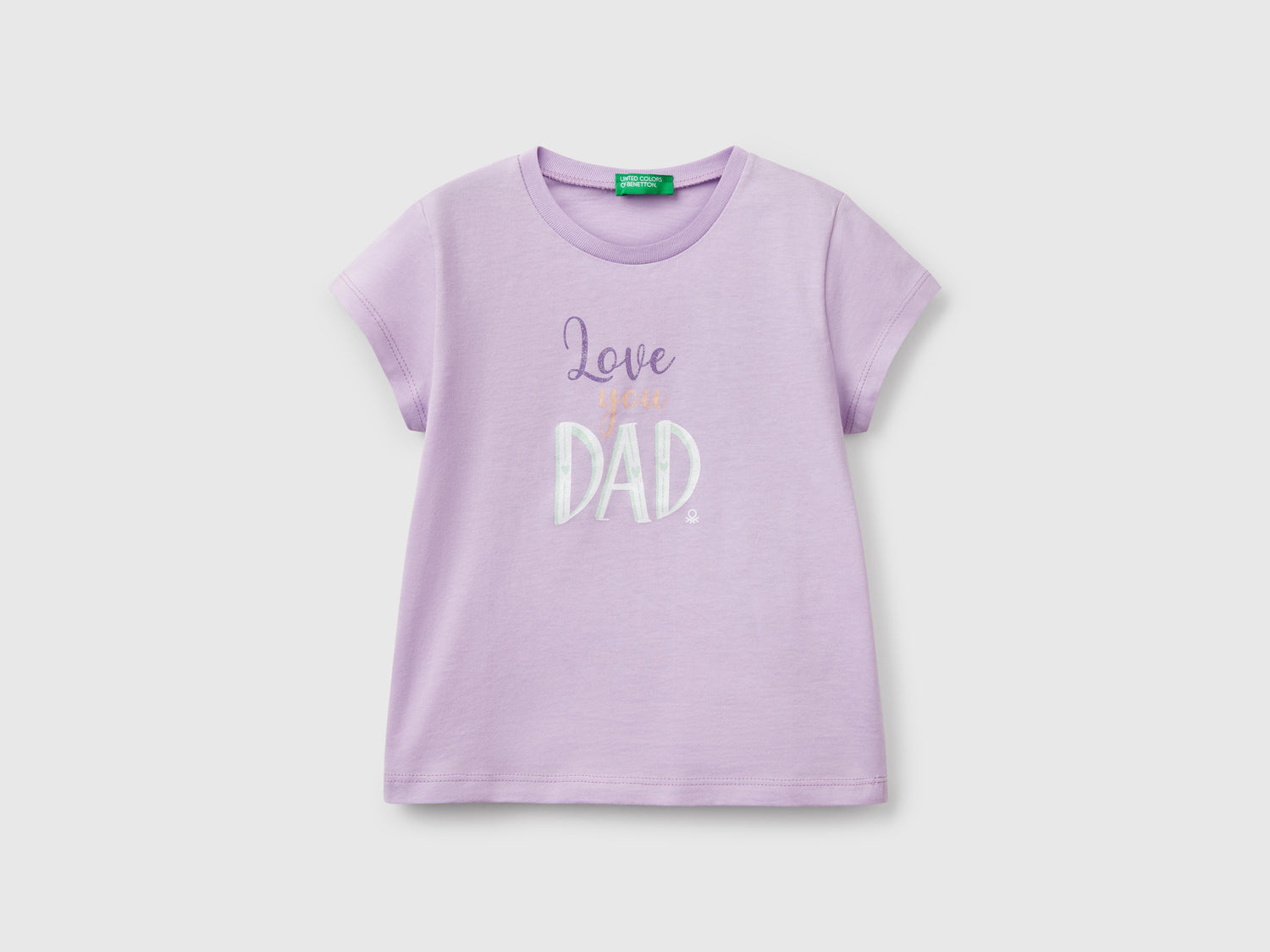 T-shirt in cotone con glitter da bimba lilla | Benetton Outlet