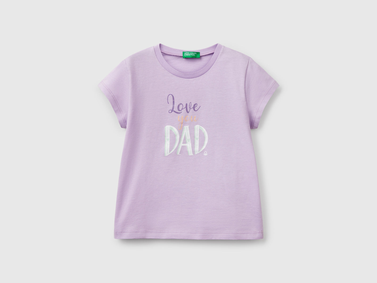T-shirt in cotone con glitter da bimba lilla | Benetton Outlet
