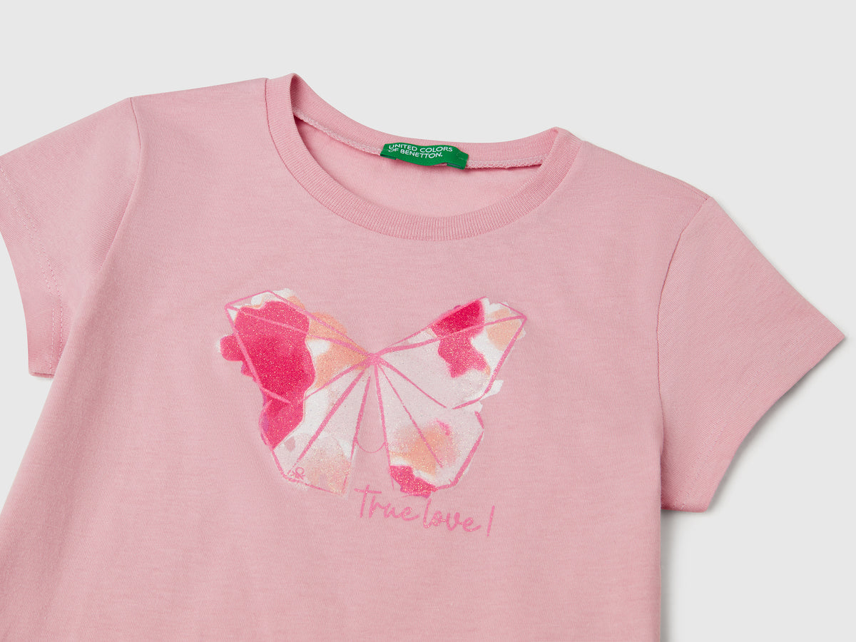 T-shirt in cotone con glitter