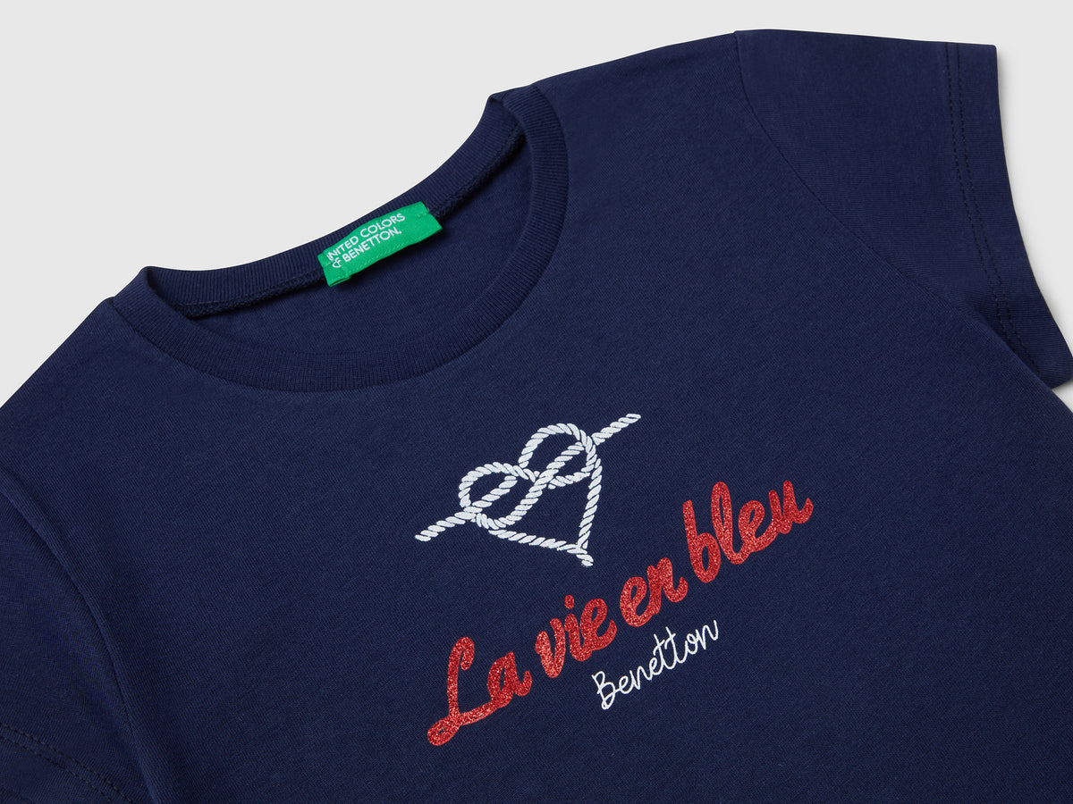 T-shirt in cotone con glitter