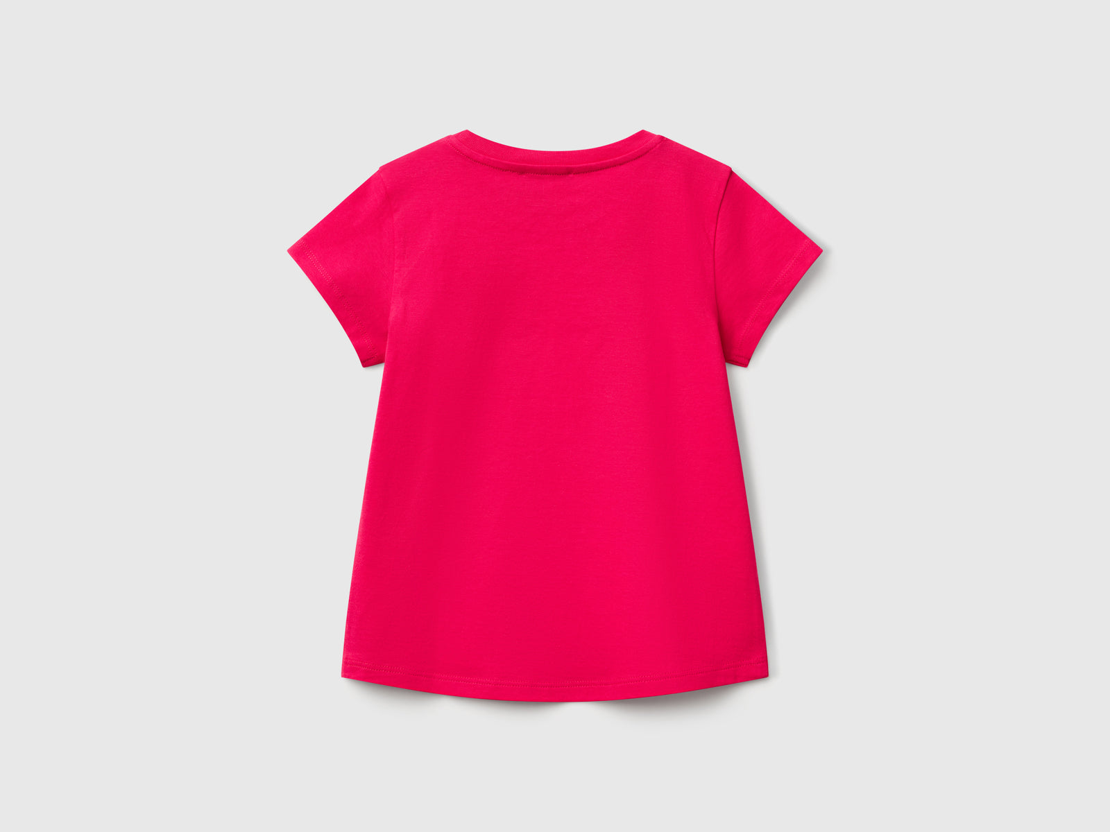 Maglietta con ricamo logo in cotone bio da bimba fucsia 2 | Benetton Outlet