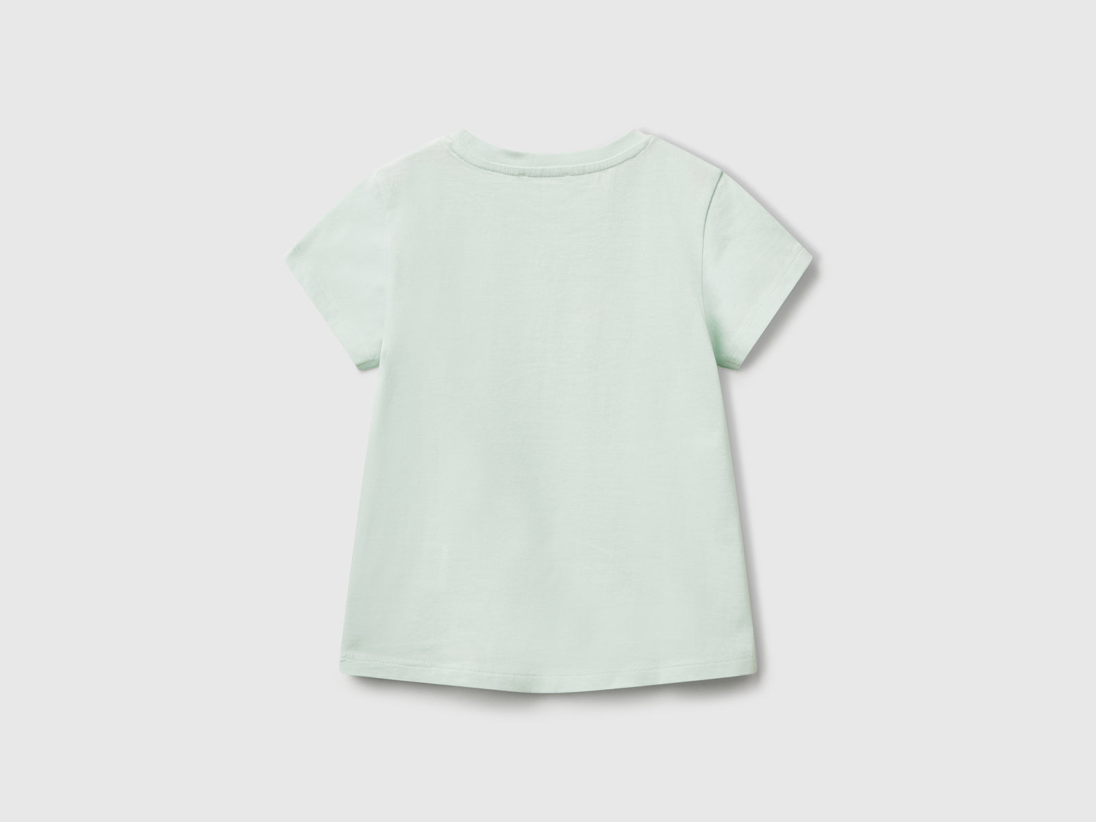 Maglietta con ricamo logo in cotone bio da bimba verde acqua 2 | Benetton Outlet