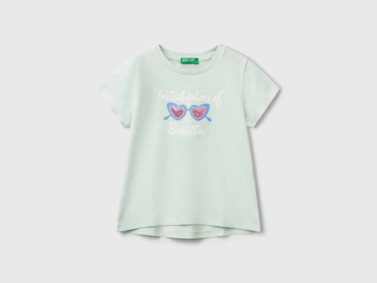 Maglietta con ricamo logo in cotone bio