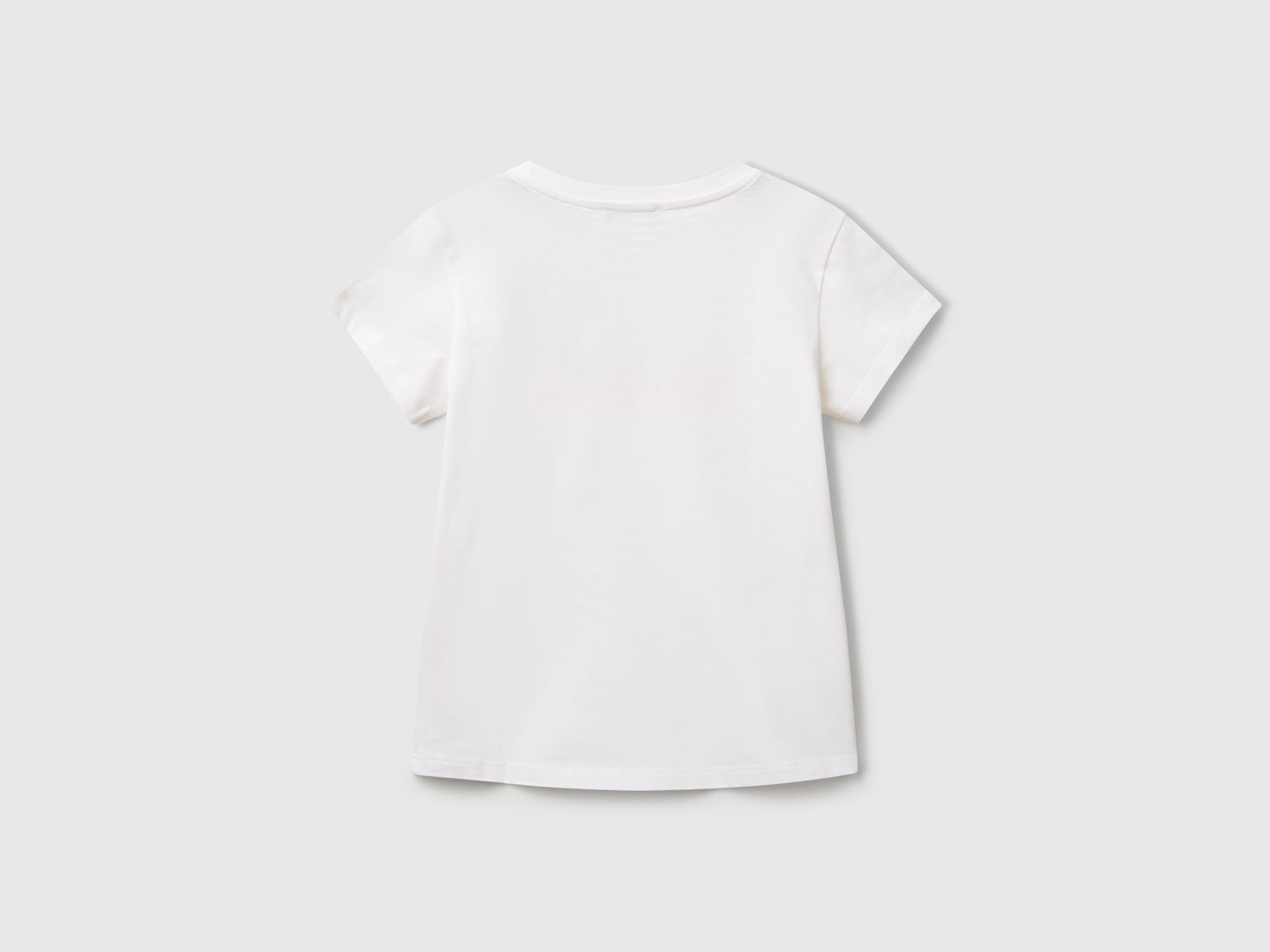 Maglietta con ricamo logo in cotone bio da bimba bianco 2 | Benetton Outlet