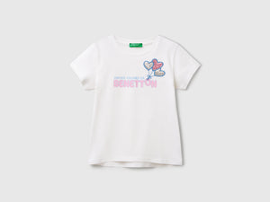Maglietta con ricamo logo in cotone bio