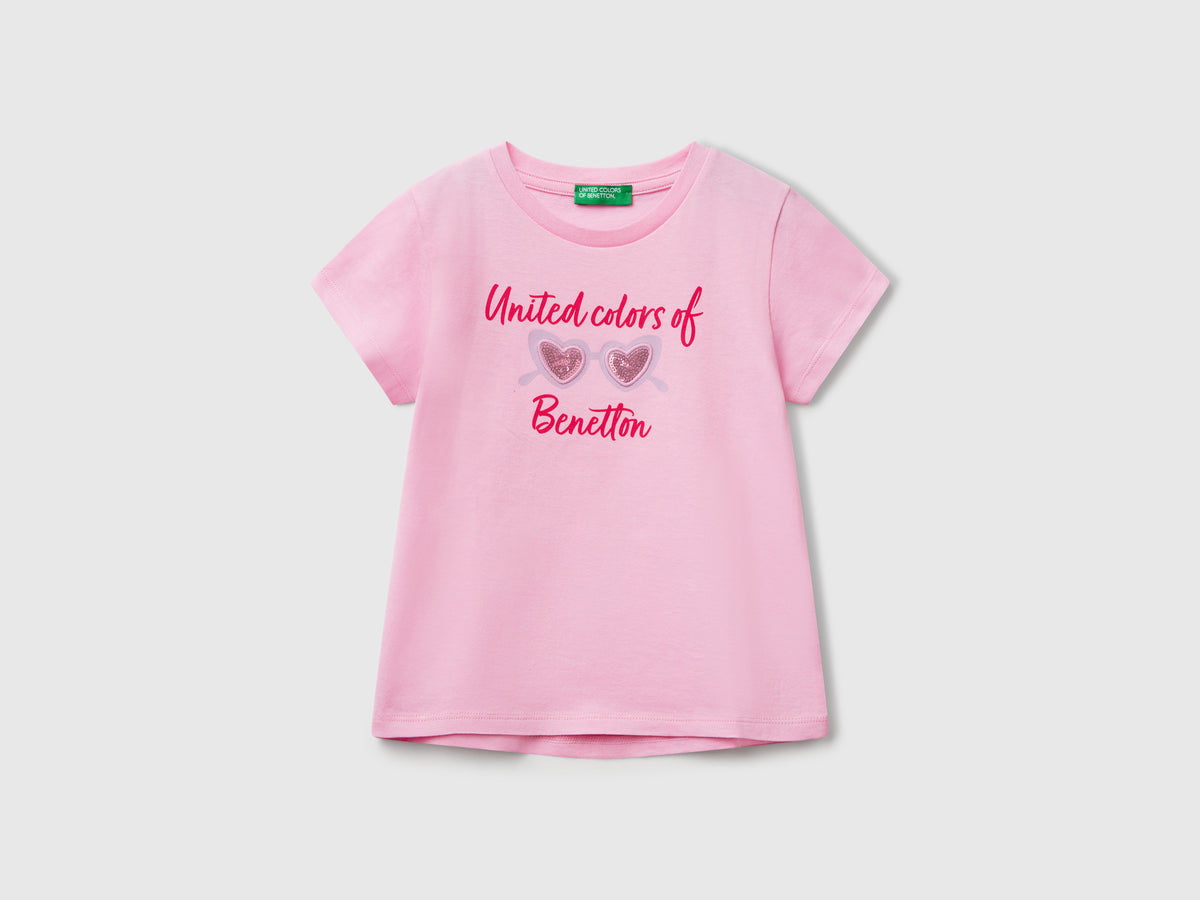 Maglietta con ricamo logo in cotone bio