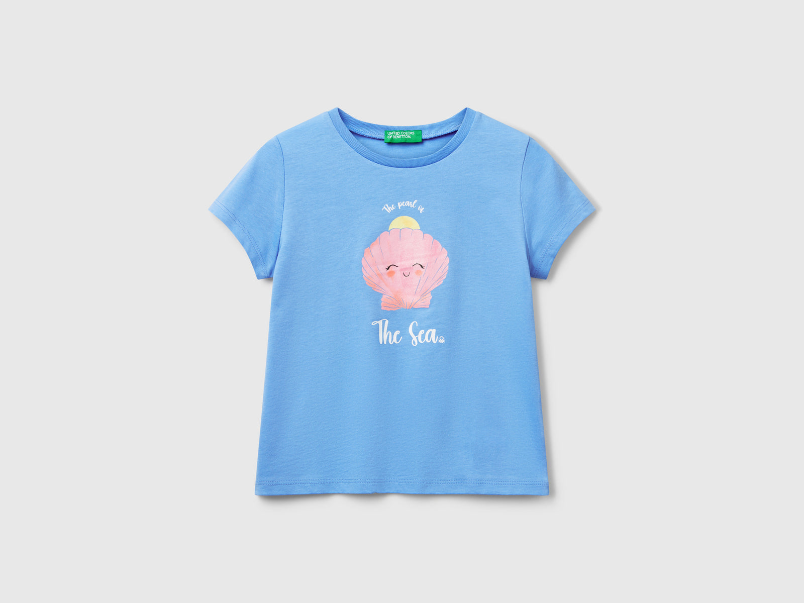 T-shirt regular fit con glitter da bimba celeste | Benetton Outlet