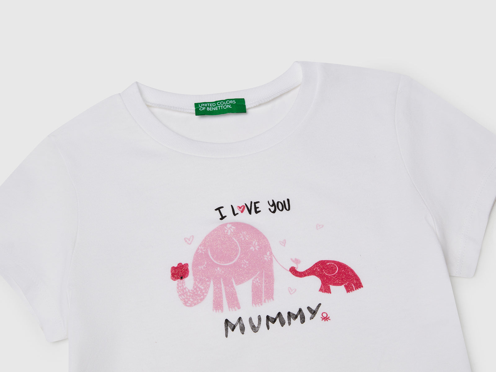 T-shirt regular fit con glitter da bimba bianco 3 | Benetton Outlet