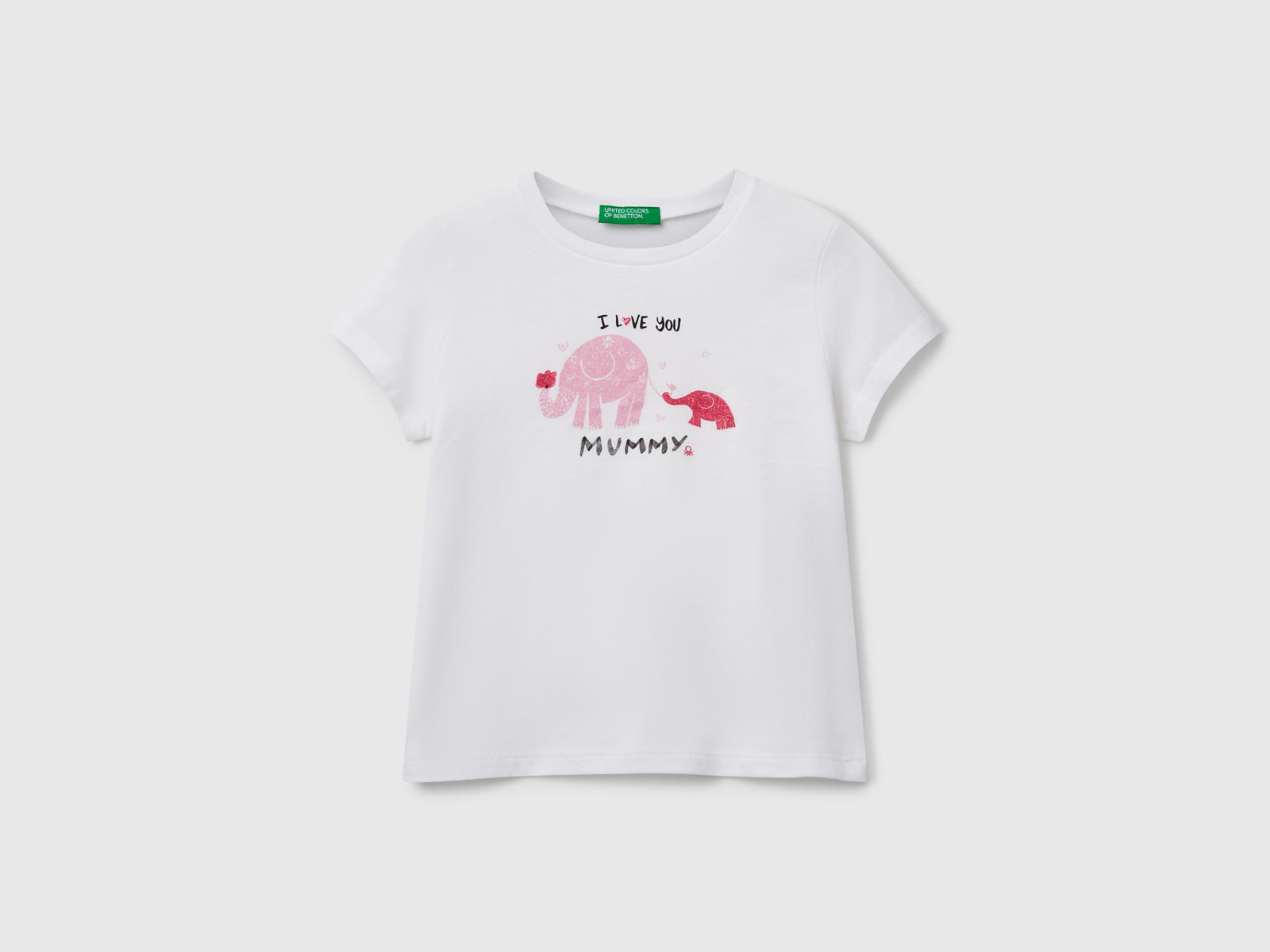 T-shirt regular fit con glitter da bimba bianco | Benetton Outlet
