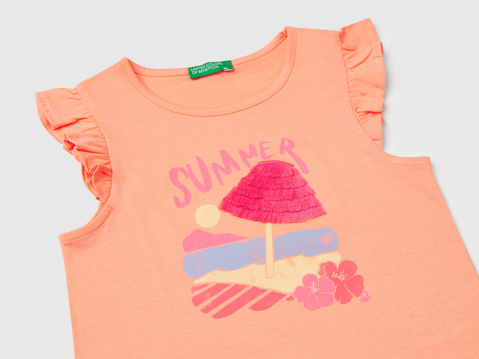 Canotta con stampa da bimba arancione 3 | Benetton Outlet