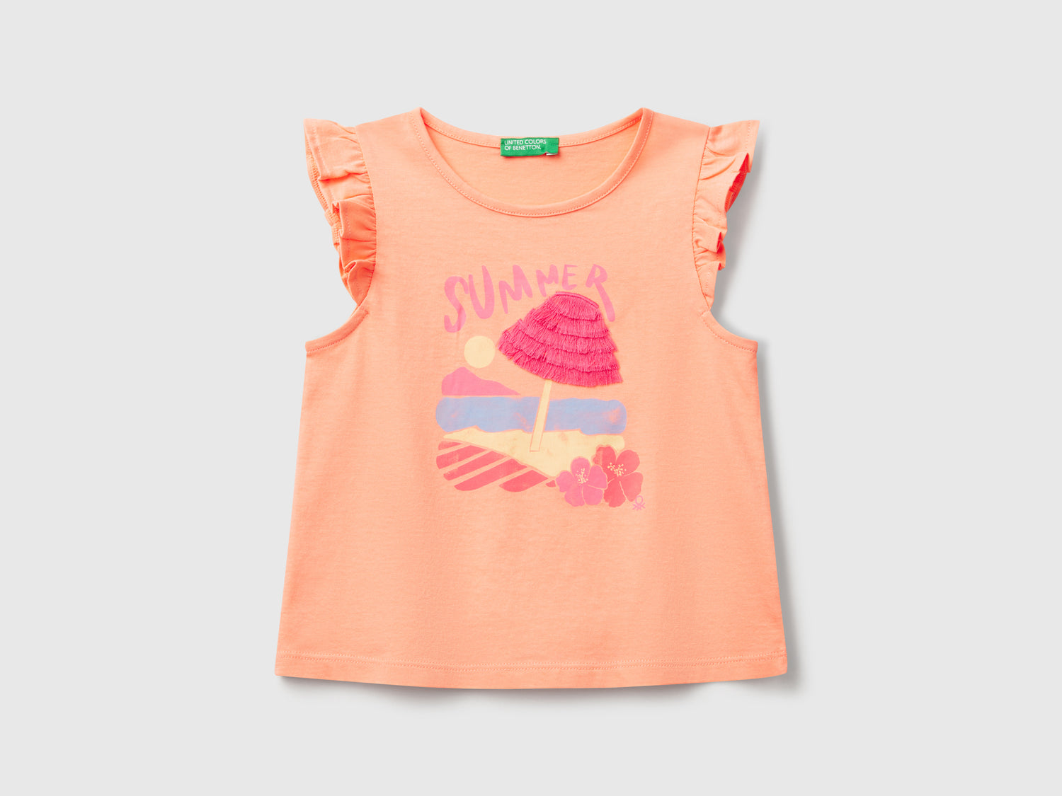 Canotta con stampa da bimba arancione | Benetton Outlet
