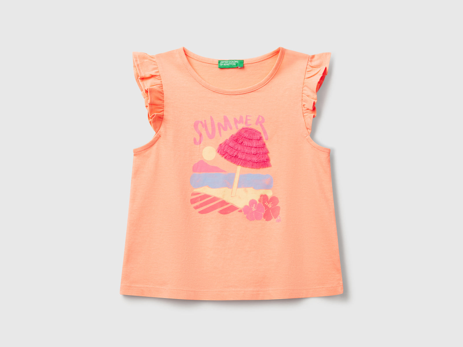 Canotta con stampa da bimba arancione | Benetton Outlet