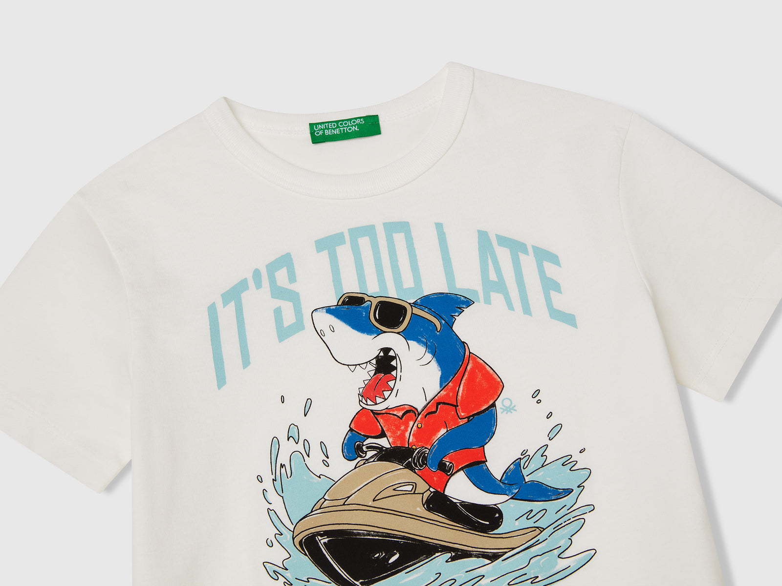 Maglietta in cotone bio con stampa da bimbo bianco 3 | Benetton Outlet