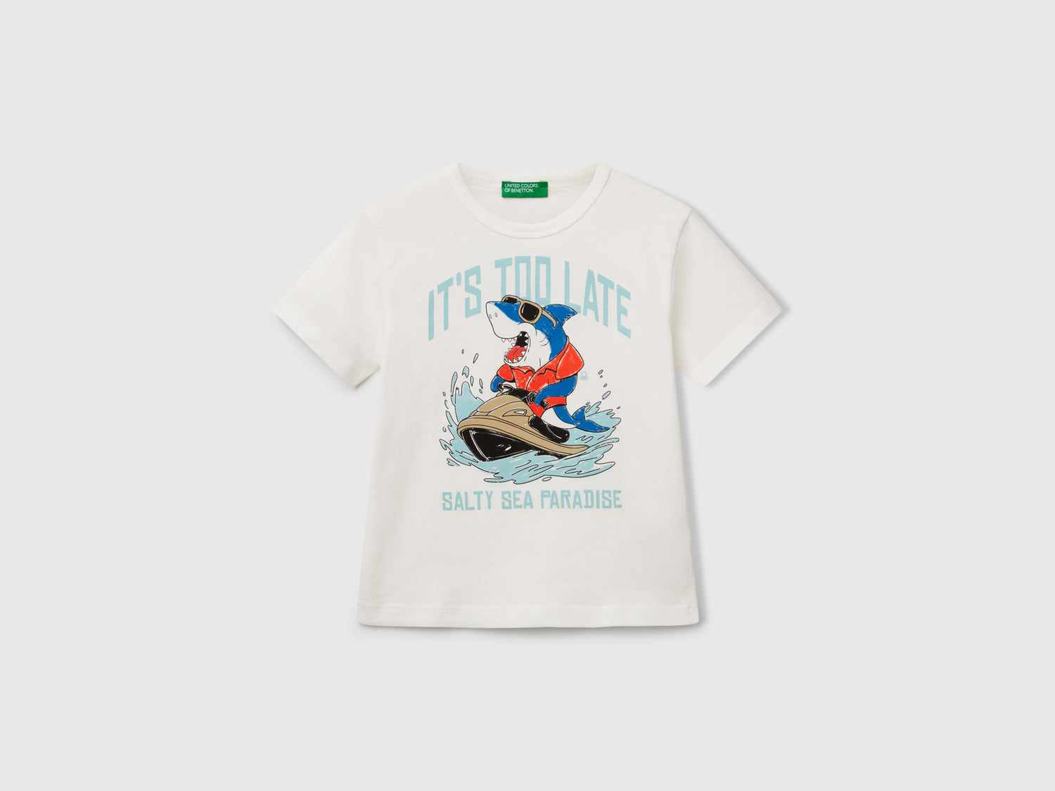 Maglietta in cotone bio con stampa da bimbo bianco | Benetton Outlet