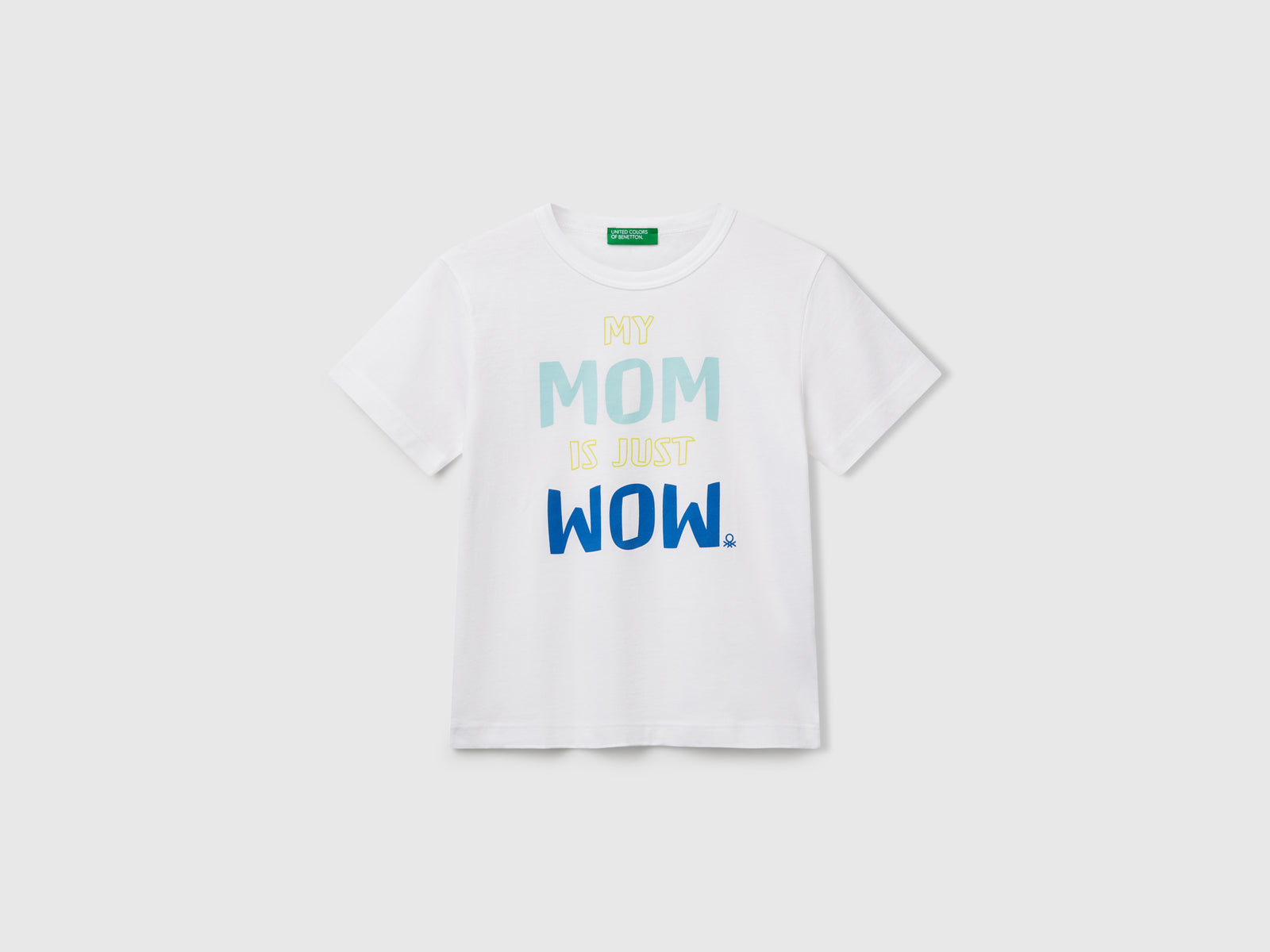 Maglietta in cotone bio con stampa da bimbo bianco | Benetton Outlet