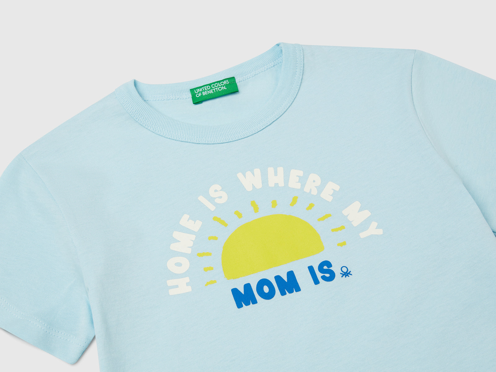 Maglietta in cotone bio con stampa da bimbo azzurro 3 | Benetton Outlet