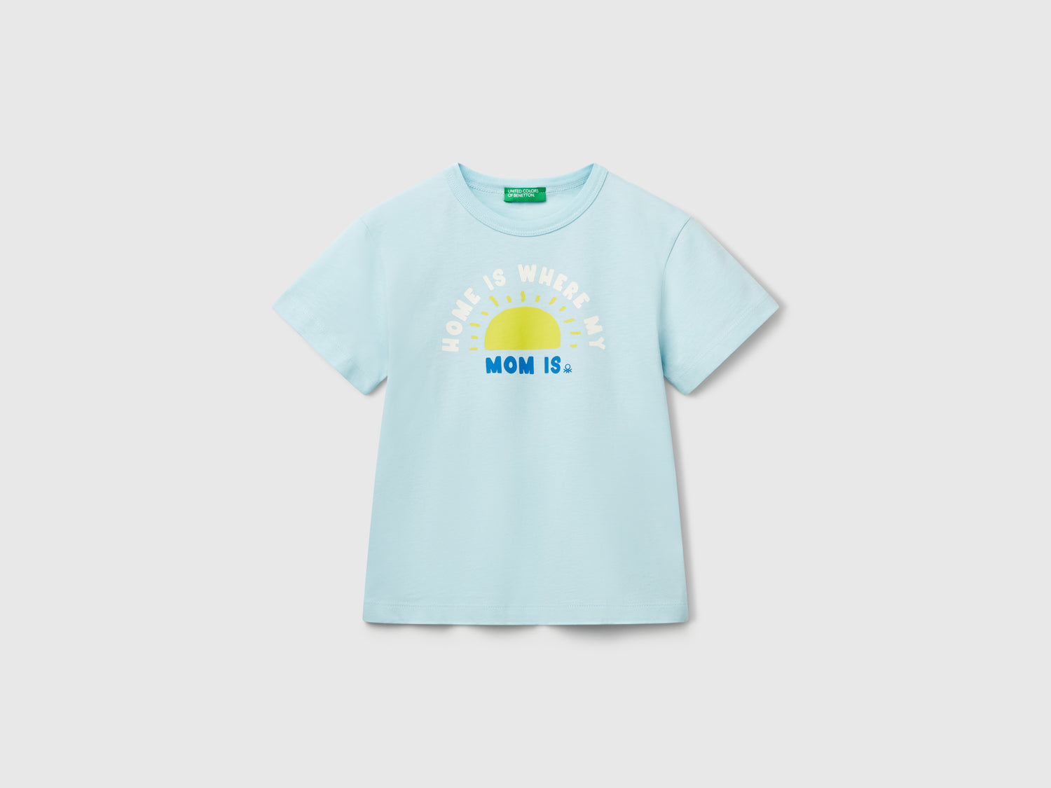Maglietta in cotone bio con stampa da bimbo azzurro | Benetton Outlet