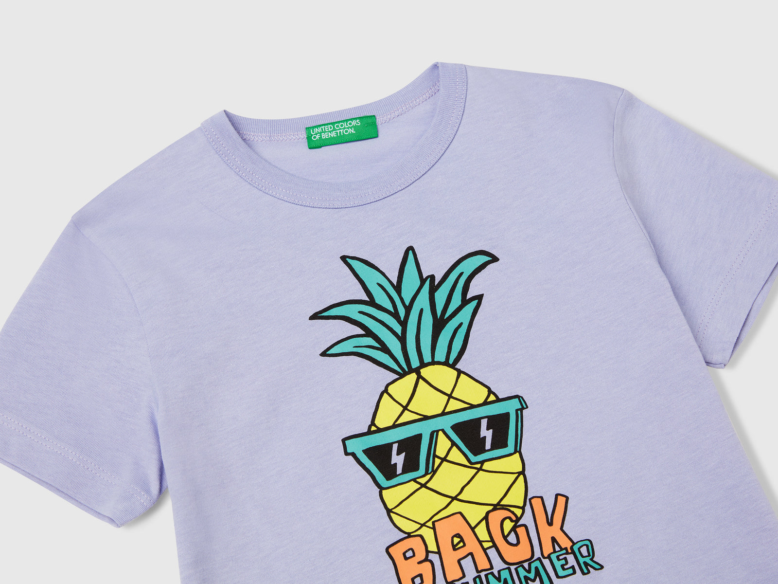 Maglietta in cotone bio con stampa da bimbo lilla 3 | Benetton Outlet