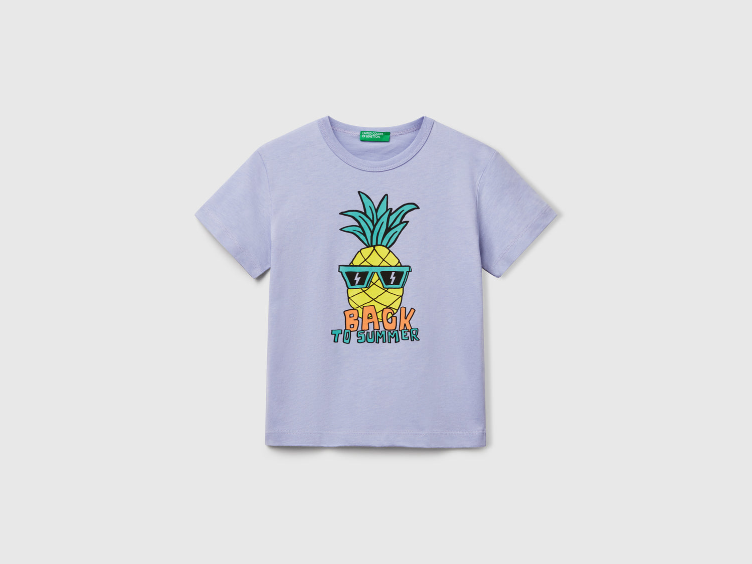 Maglietta in cotone bio con stampa da bimbo lilla | Benetton Outlet