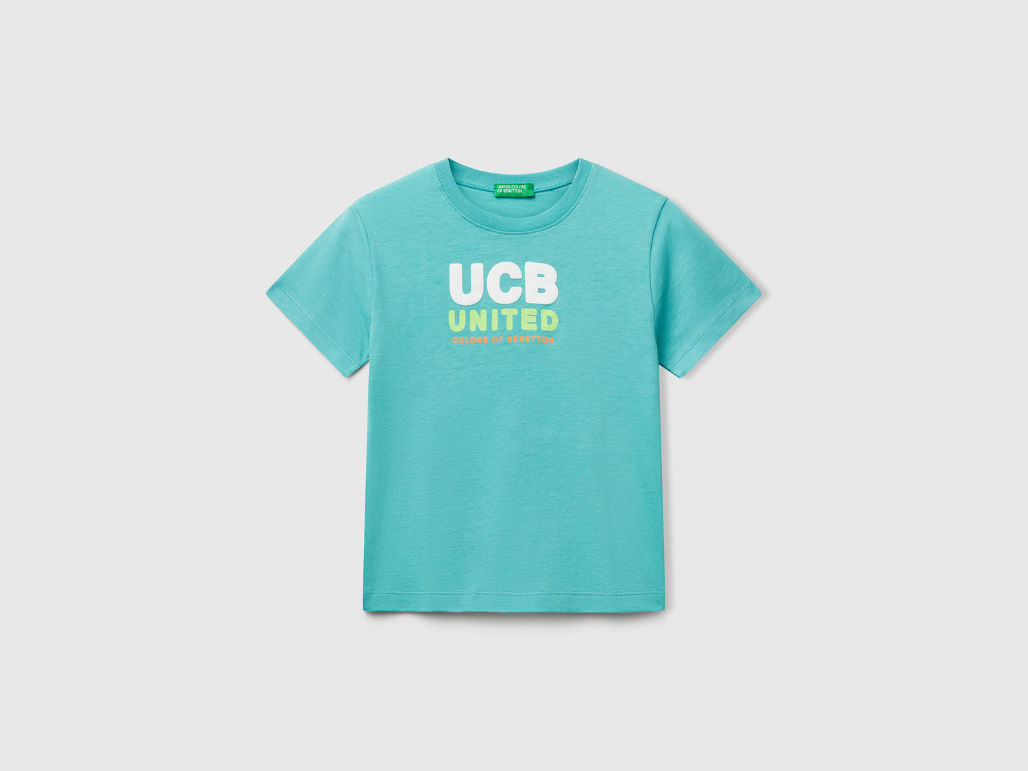 T-shirt con stampa e applicazione da bimbo verde acqua | Benetton Outlet