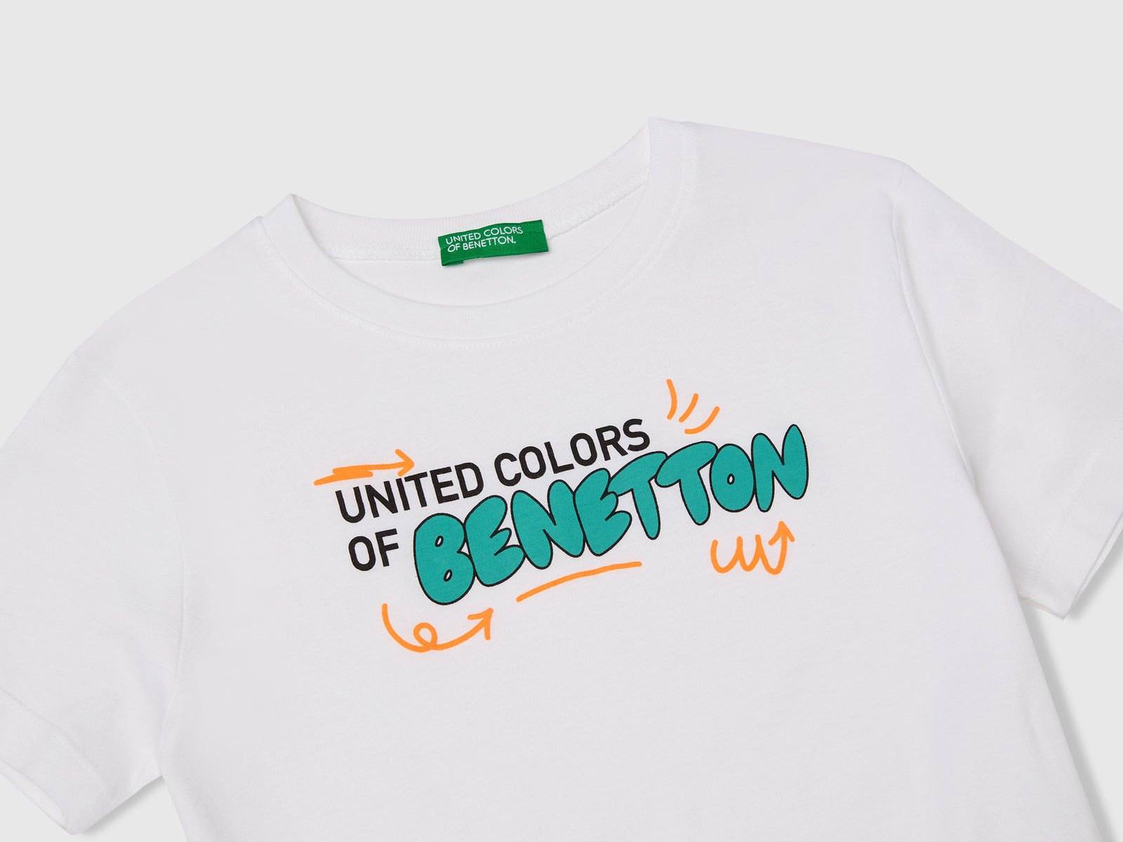 T-shirt con stampa e applicazione da bimbo bianco 3 | Benetton Outlet