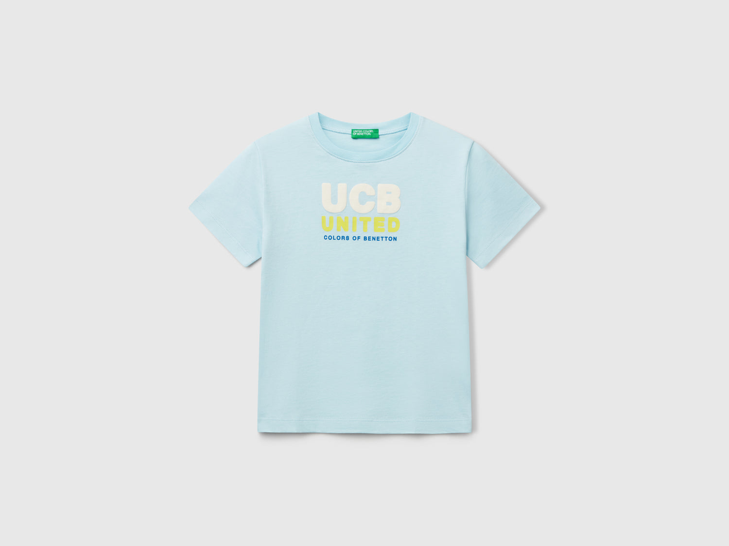 T-shirt con stampa e applicazione da bimbo azzurro | Benetton Outlet