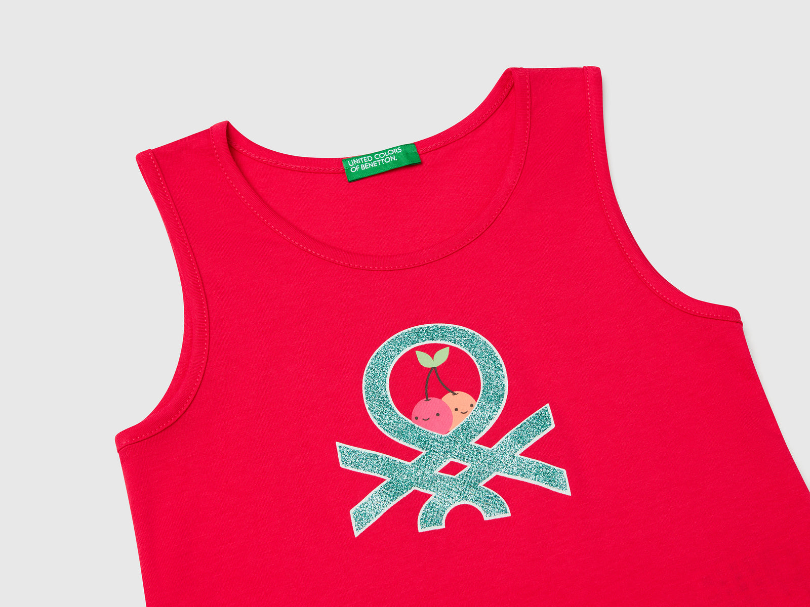 Canotta con logo in cotone bio da bimba fucsia 3 | Benetton Outlet