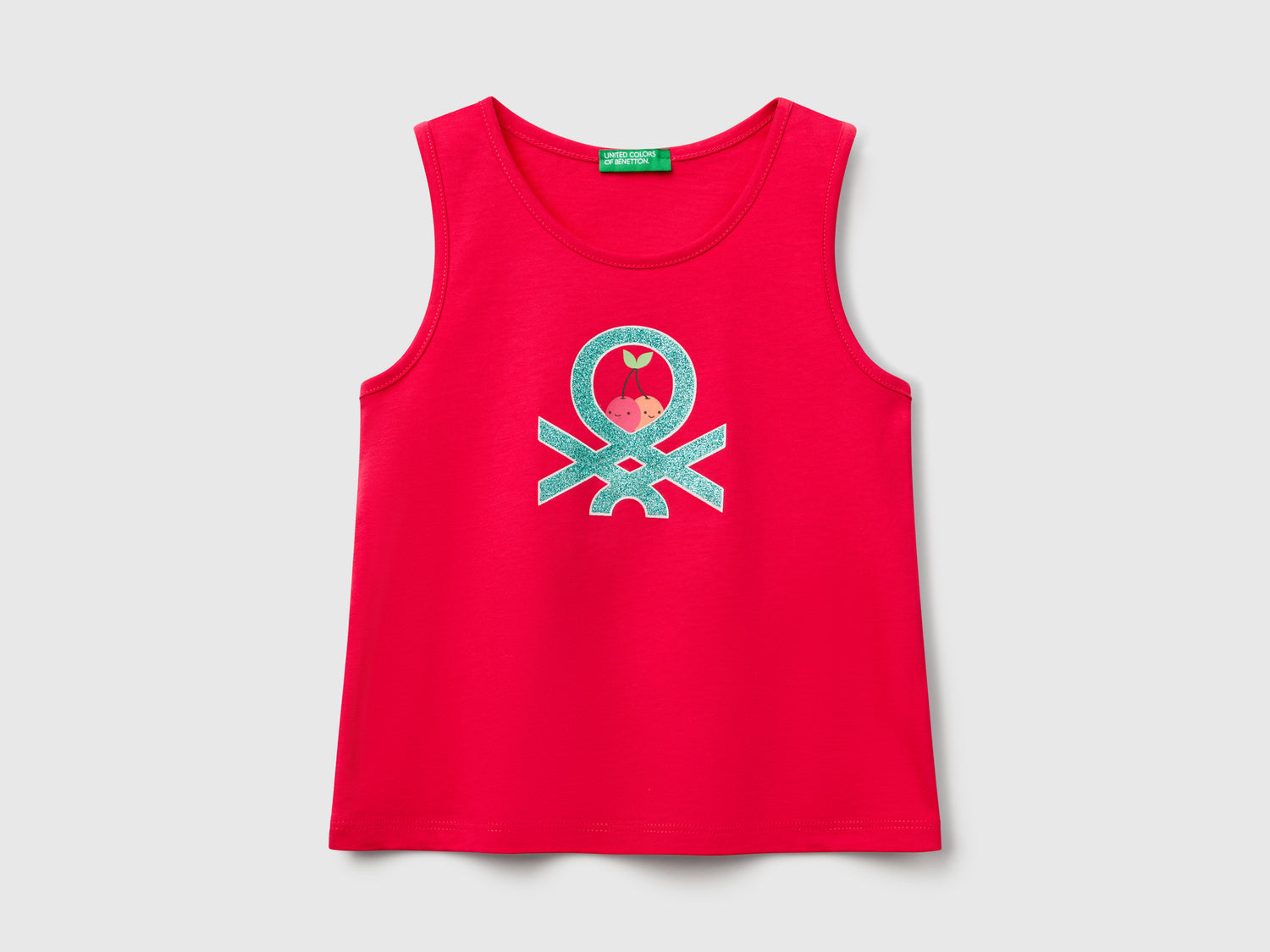 Canotta con logo in cotone bio da bimba fucsia | Benetton Outlet