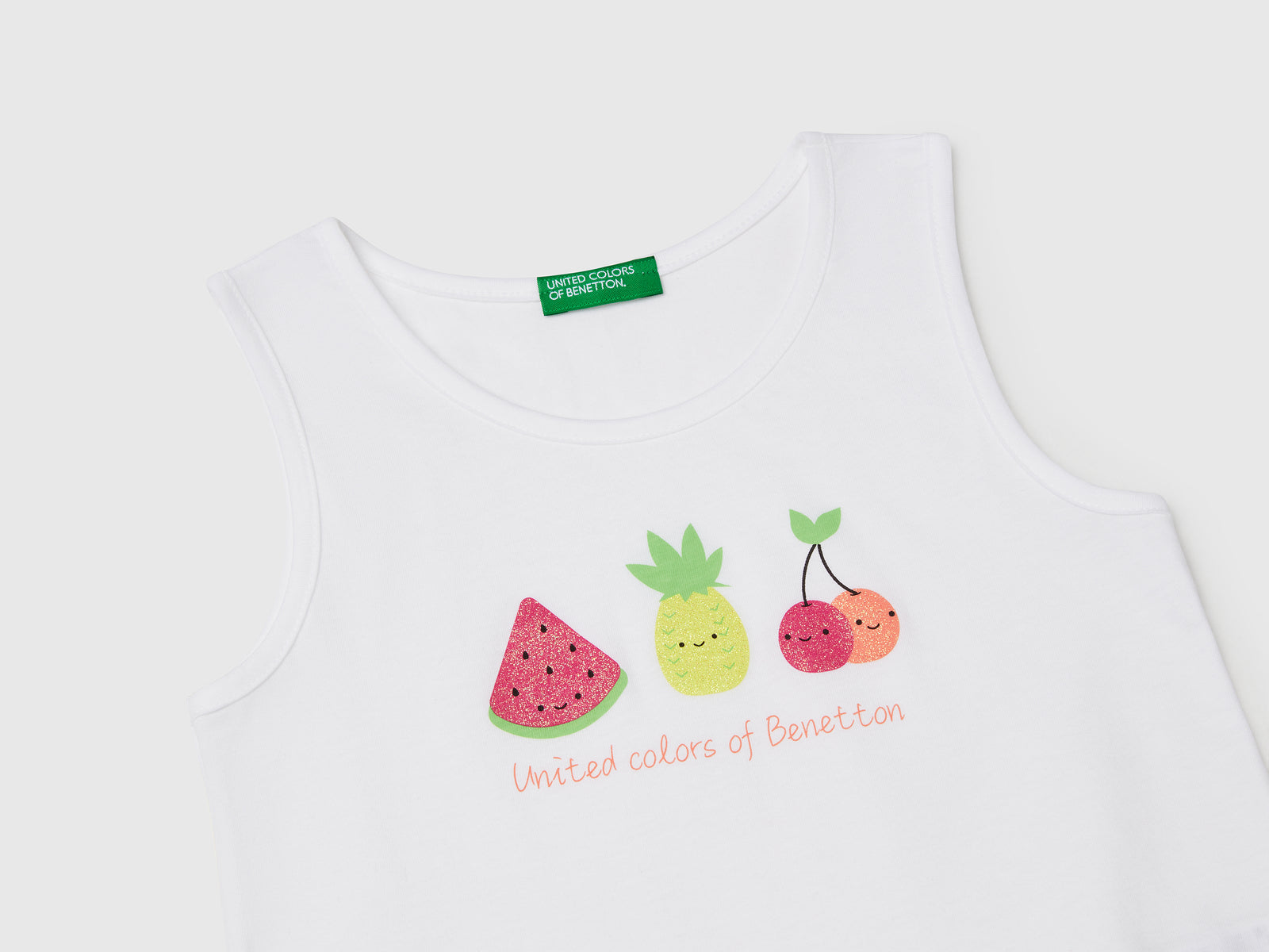 Canotta con logo in cotone bio da bimba bianco 3 | Benetton Outlet