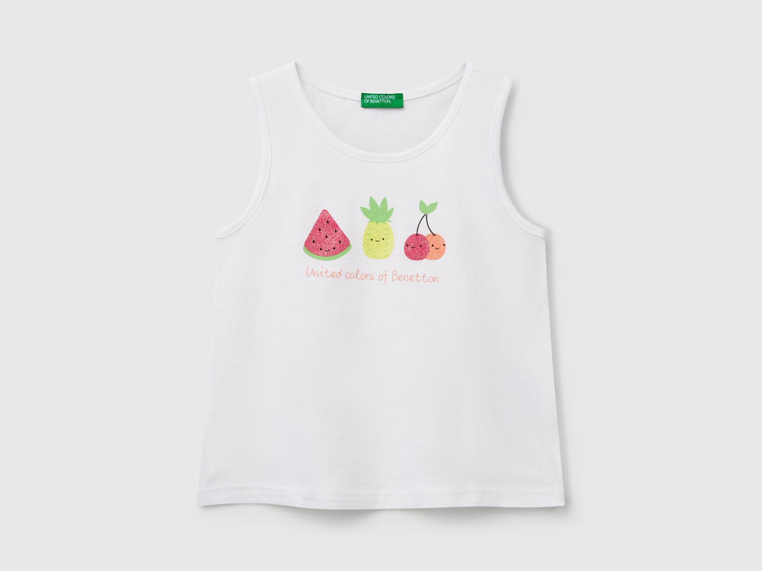 Canotta con logo in cotone bio da bimba bianco | Benetton Outlet