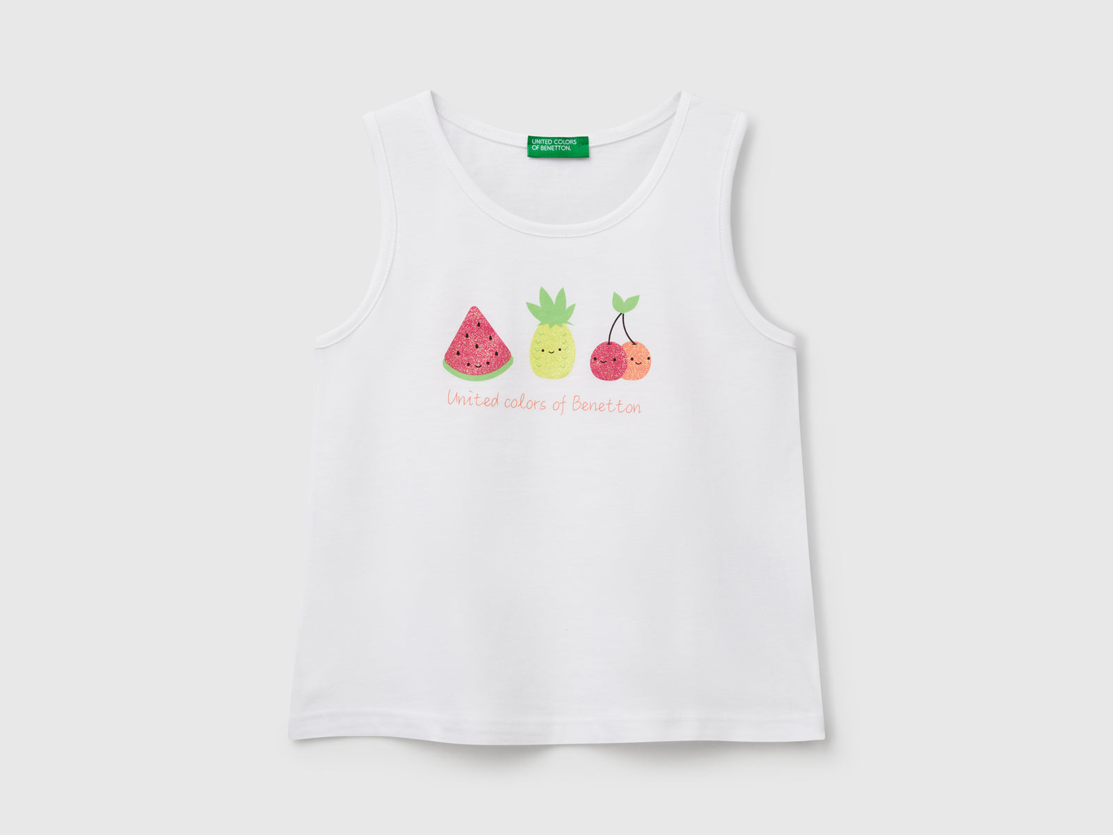 Canotta con logo in cotone bio da bimba bianco | Benetton Outlet