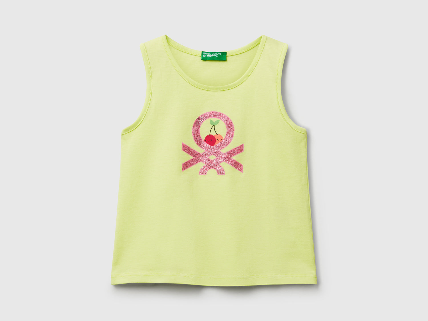 Canotta con logo in cotone bio da bimba giallo | Benetton Outlet